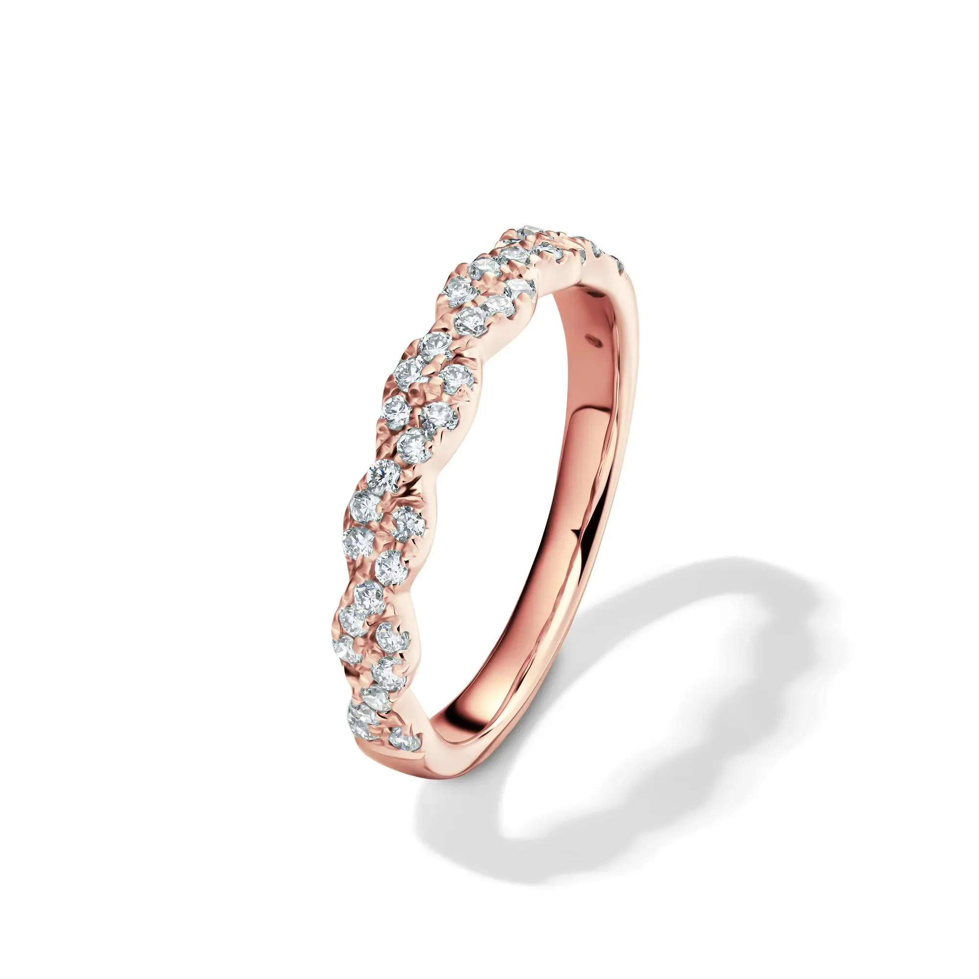 1/3 CT. Tw. Lab Grown Diamond Twist Band Ring 10K Rose Gold Round Brilliant Cut Size 8 2mm - Image 4