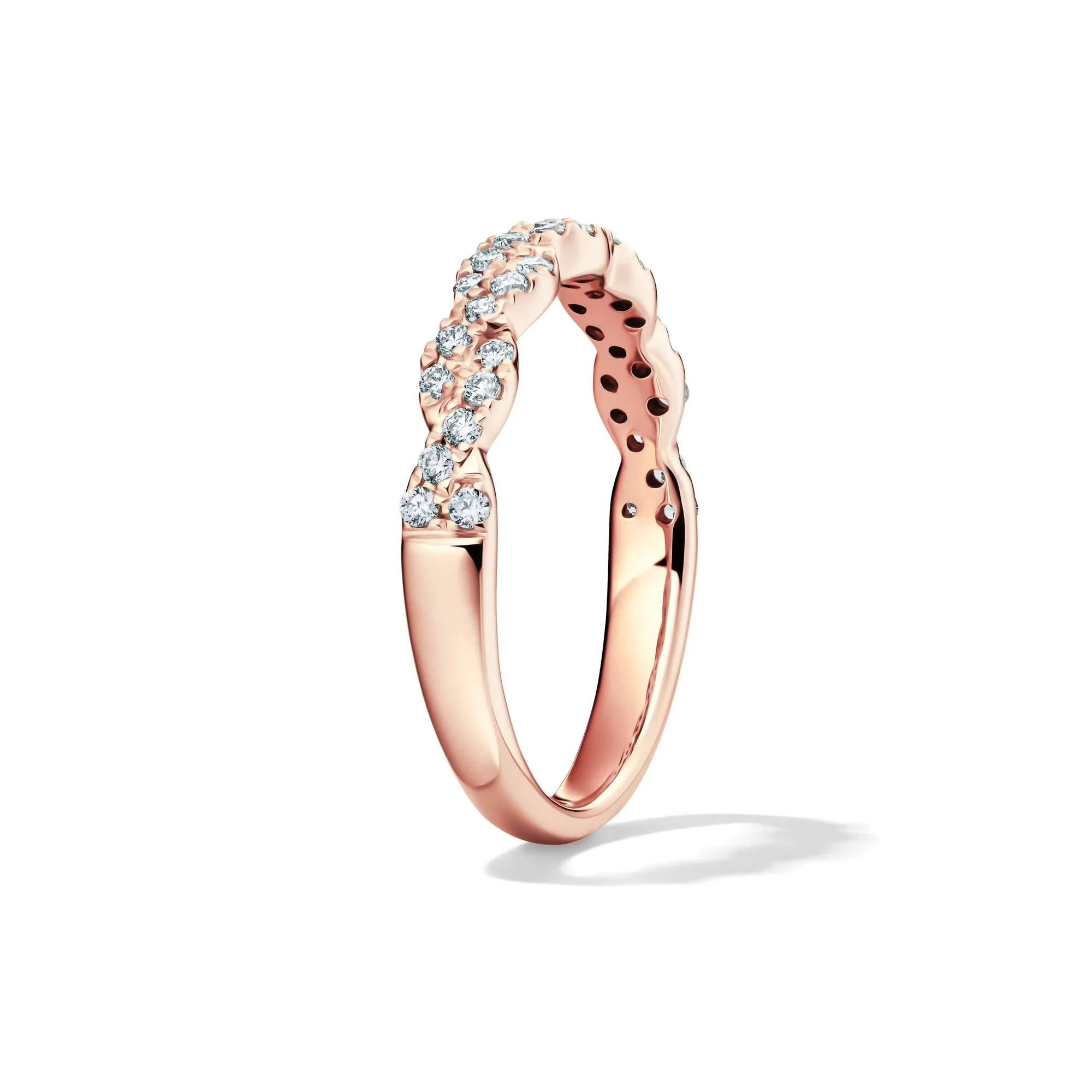 1/3 CT. Tw. Lab Grown Diamond Twist Band Ring 10K Rose Gold Round Brilliant Cut Size 8.5 2mm - Image 3