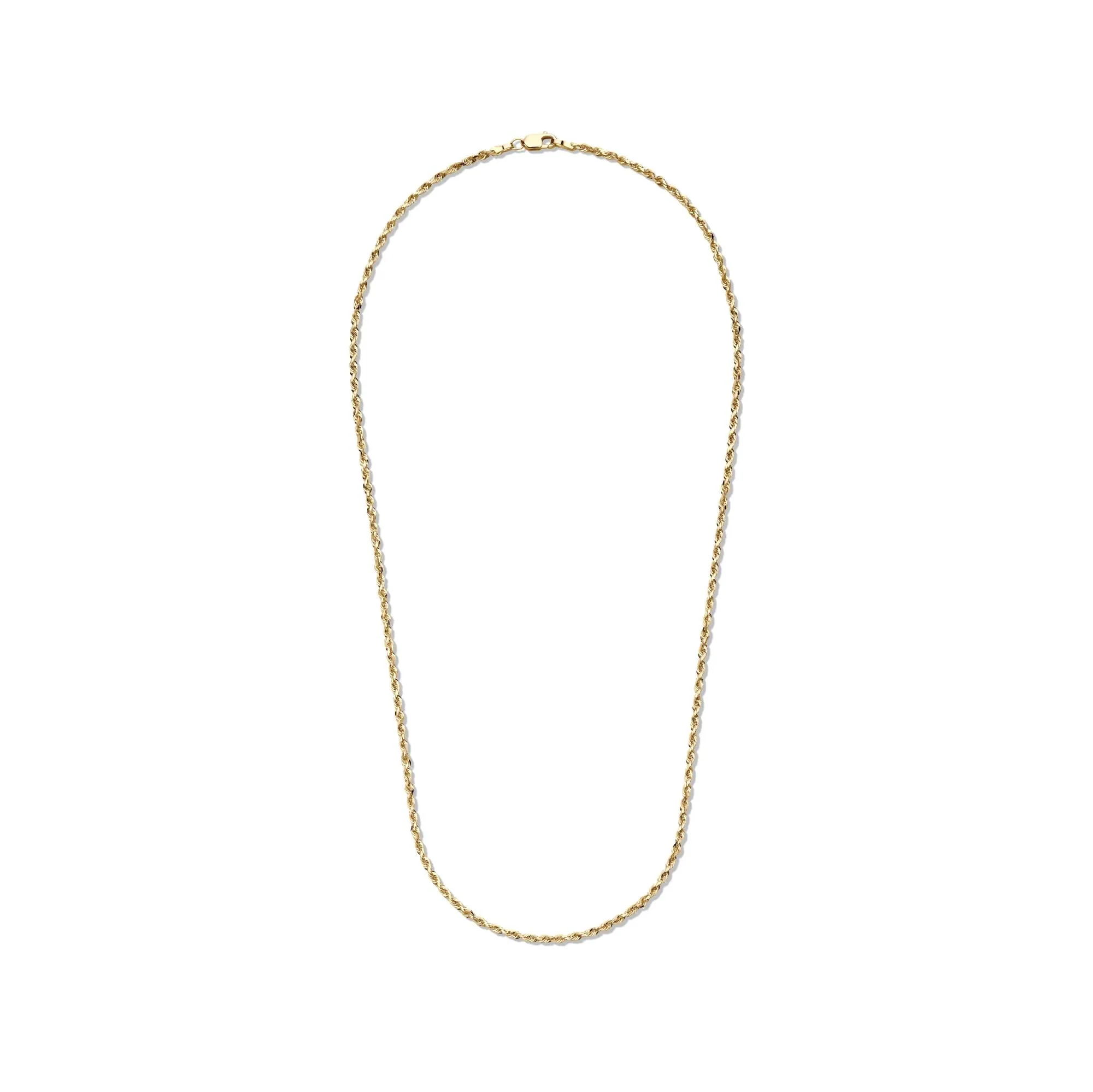 Solid Glitter Rope Chain 14K Yellow Gold Necklace Size 18" - Image 2