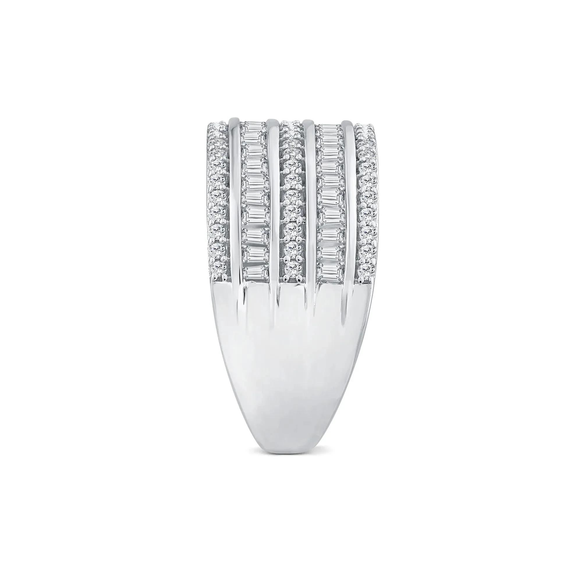 3 CT. Tw. Round and Baguette Multi-Row Diamond Band Ring 14K White Gold Size 6 1mm - Image 2