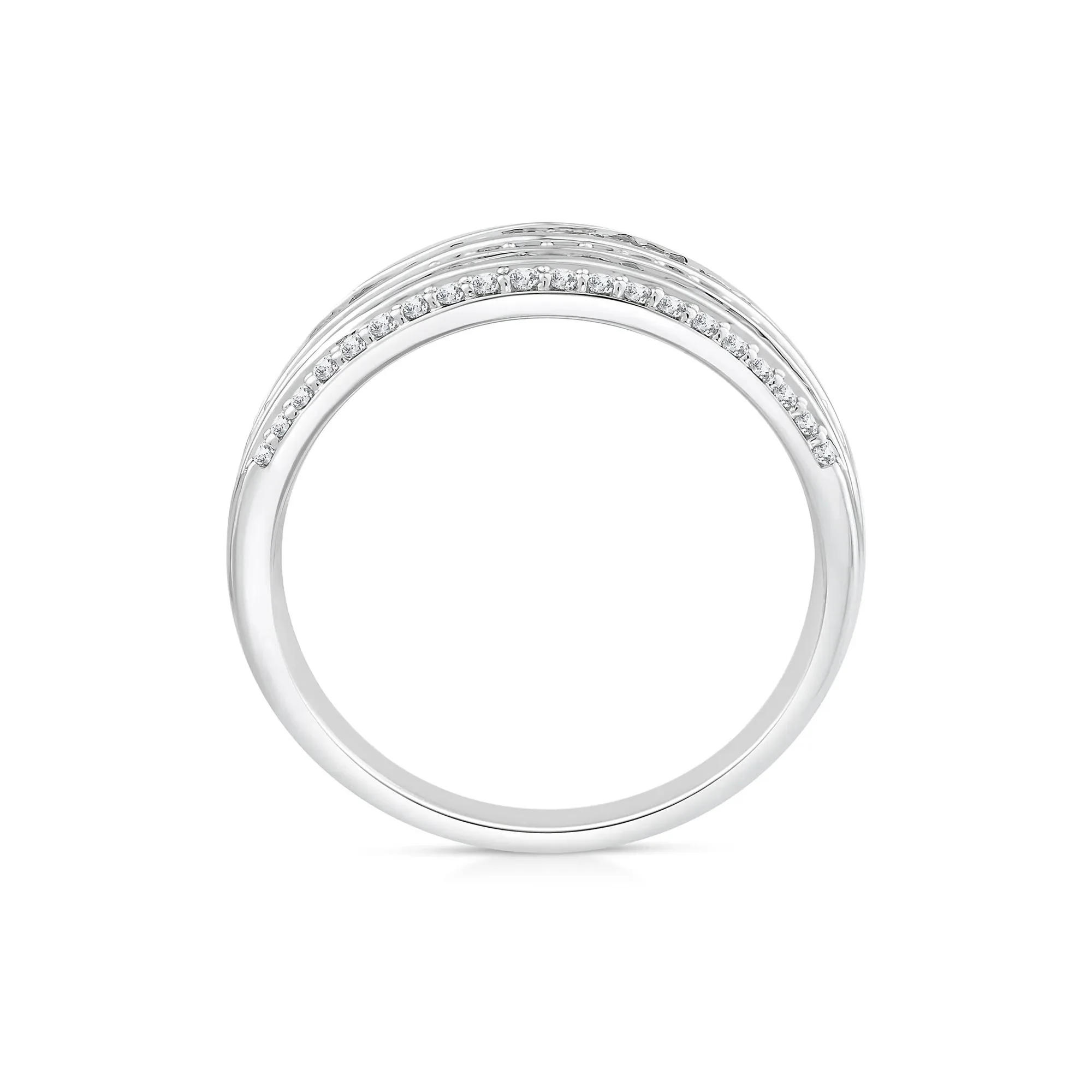 3 CT. Tw. Round and Baguette Multi-Row Diamond Band Ring 14K White Gold Size 6 1mm - Image 3