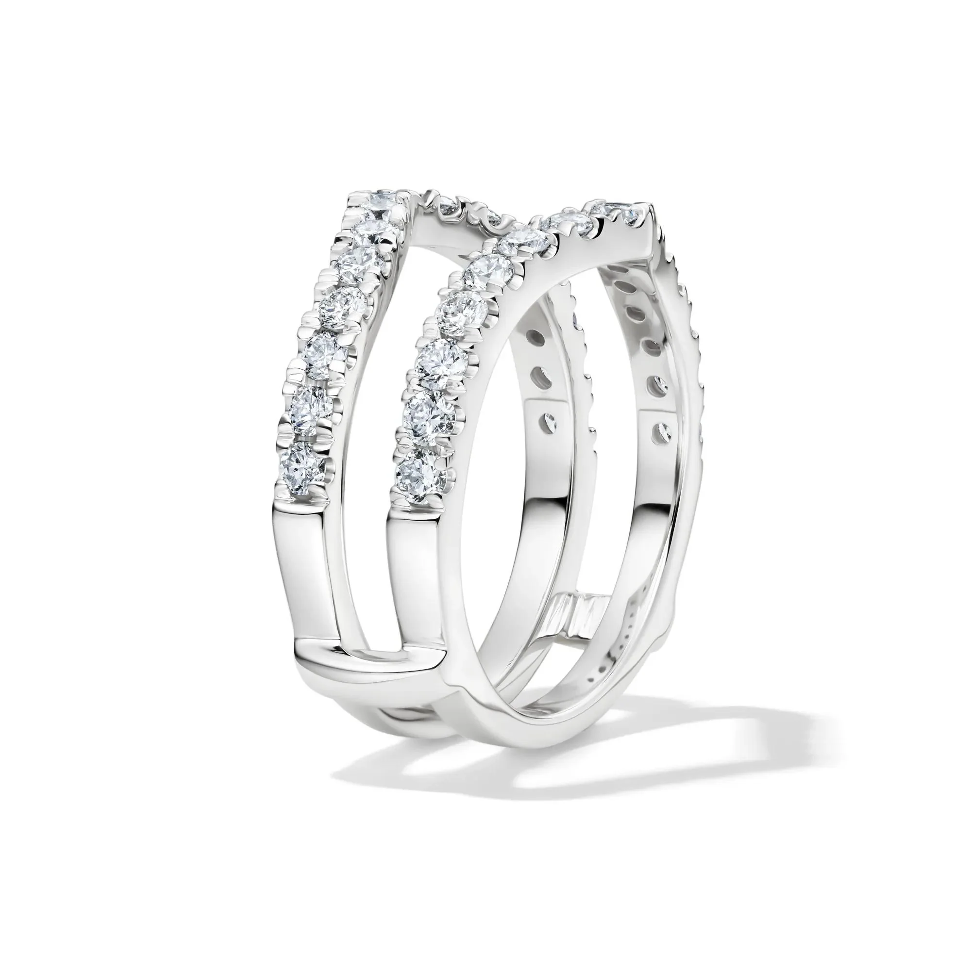 1 CT. Tw. Lab Grown Diamond Chevron Ring Insert 14K White Gold Round Brilliant Cut Size 6 6mm - Image 3