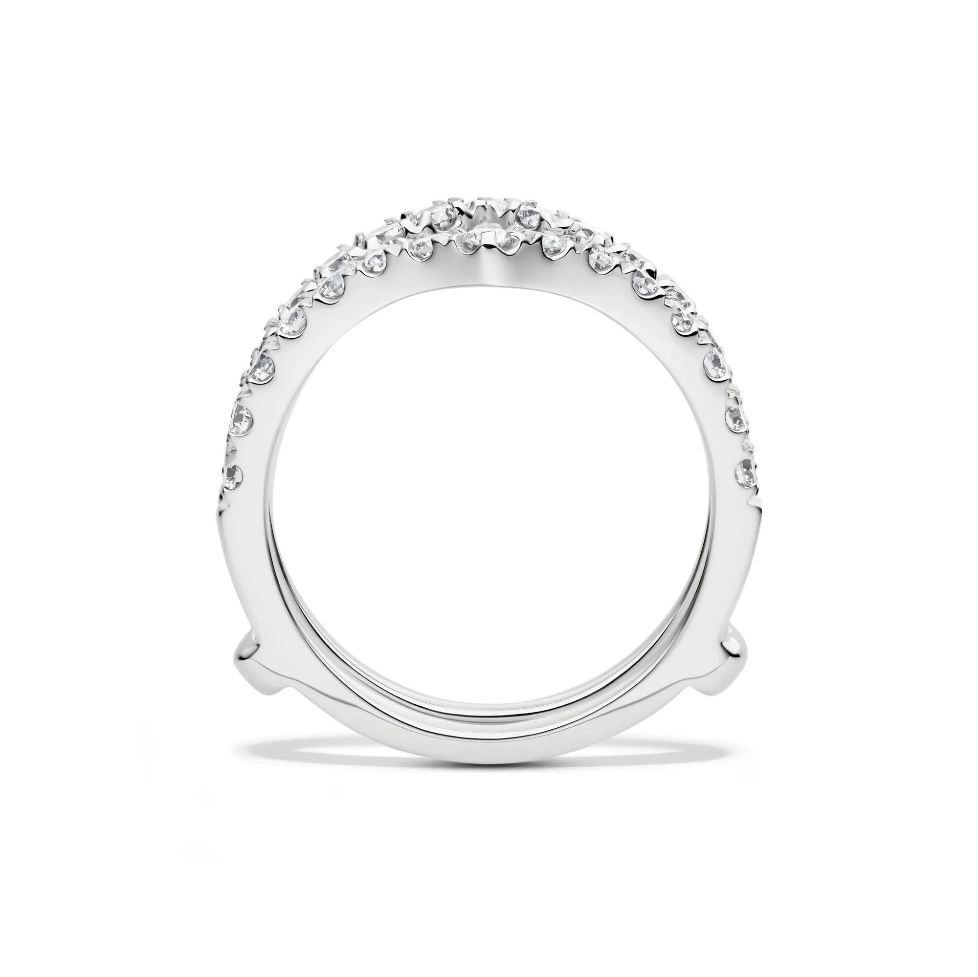 1 CT. Tw. Lab Grown Diamond Chevron Ring Insert 14K White Gold Round Brilliant Cut Size 7 6mm - Image 2