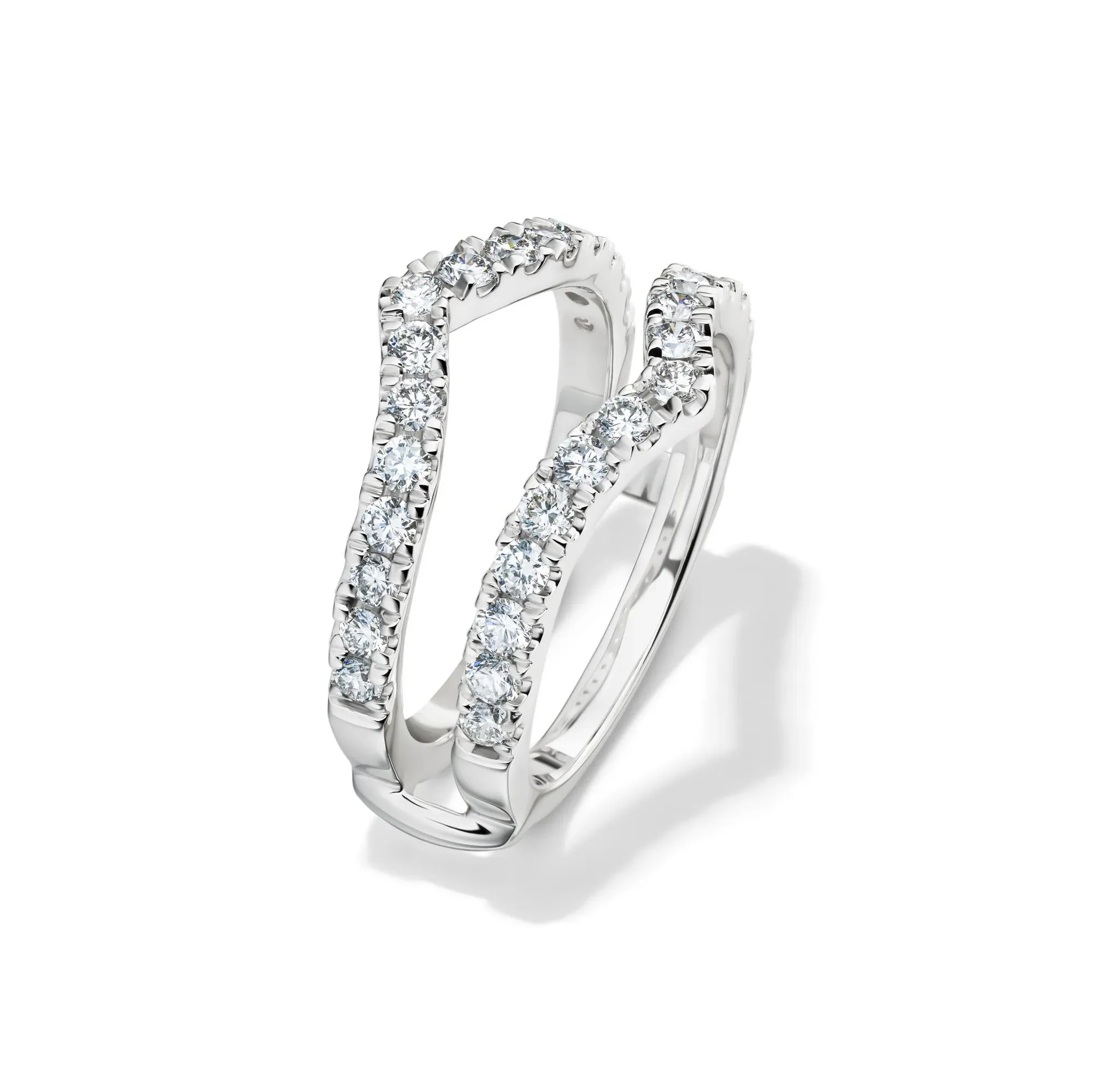 1 CT. Tw. Lab Grown Diamond Chevron Ring Insert 14K White Gold Round Brilliant Cut Size 7.5 6mm - Image 4