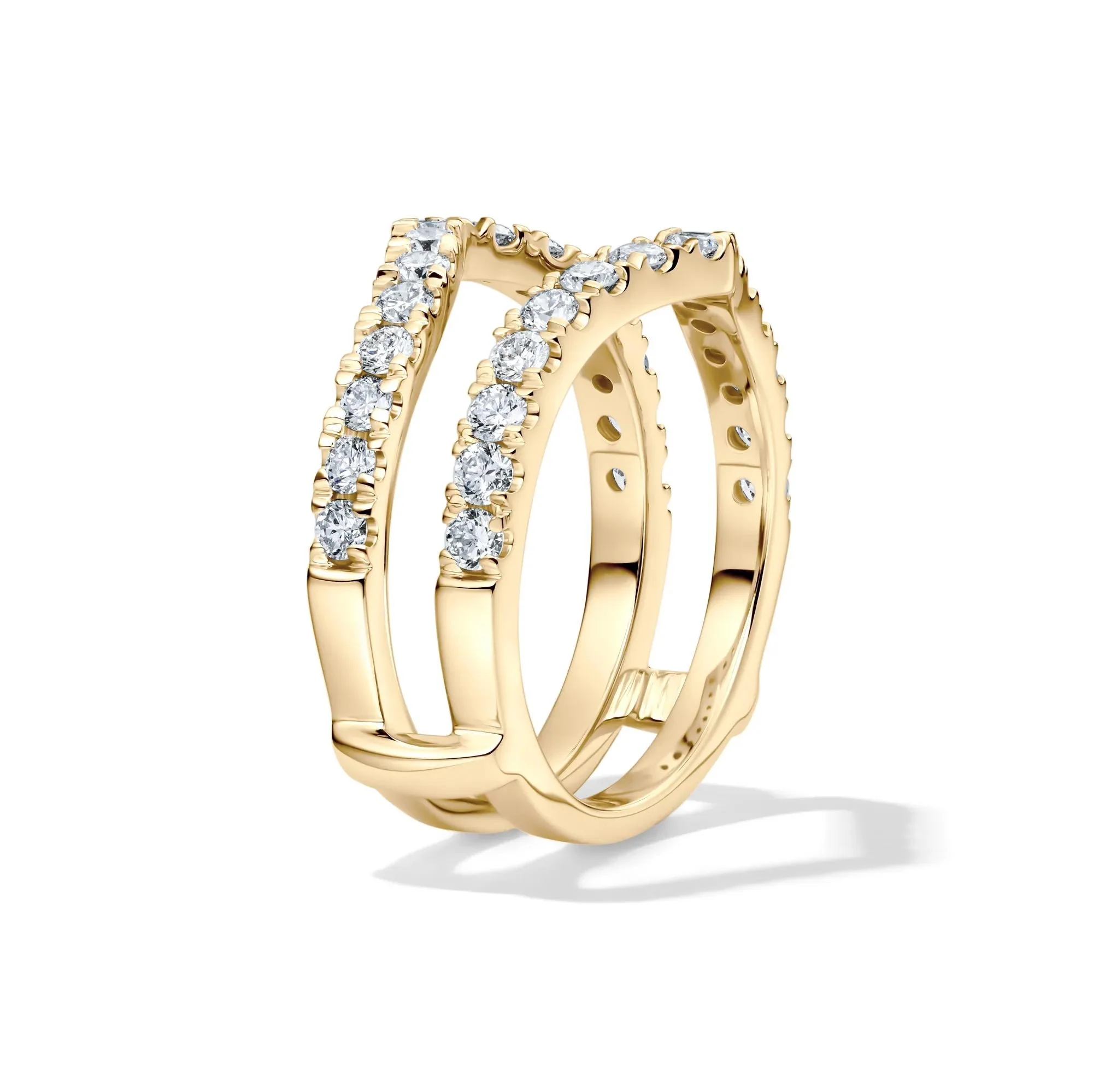 1 CT. Tw. Lab Grown Diamond Chevron Ring Insert 14K Yellow Gold Round Brilliant Cut Size 6 6mm - Image 3
