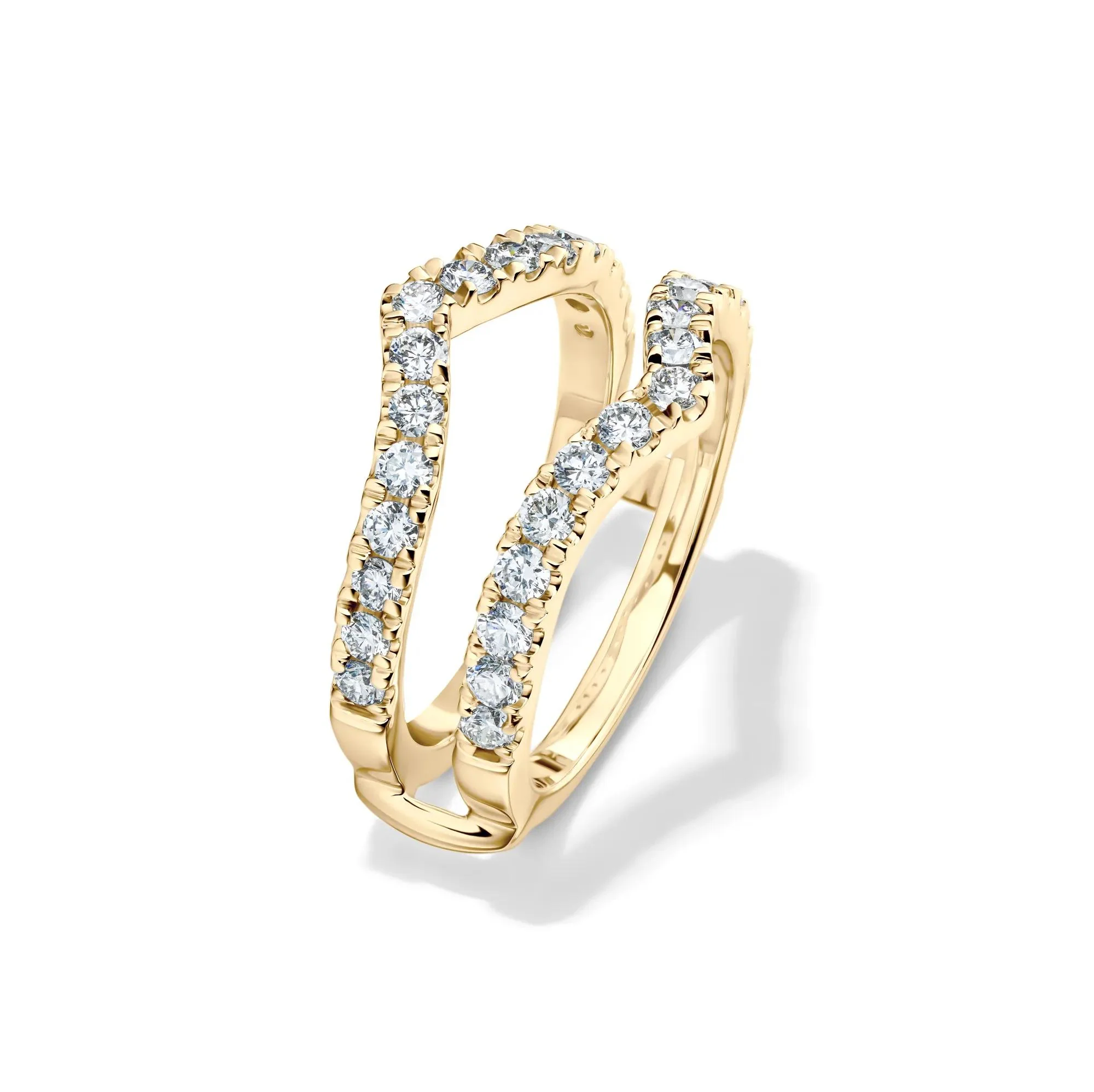 1 CT. Tw. Lab Grown Diamond Chevron Ring Insert 14K Yellow Gold Round Brilliant Cut Size 6.5 6mm - Image 4