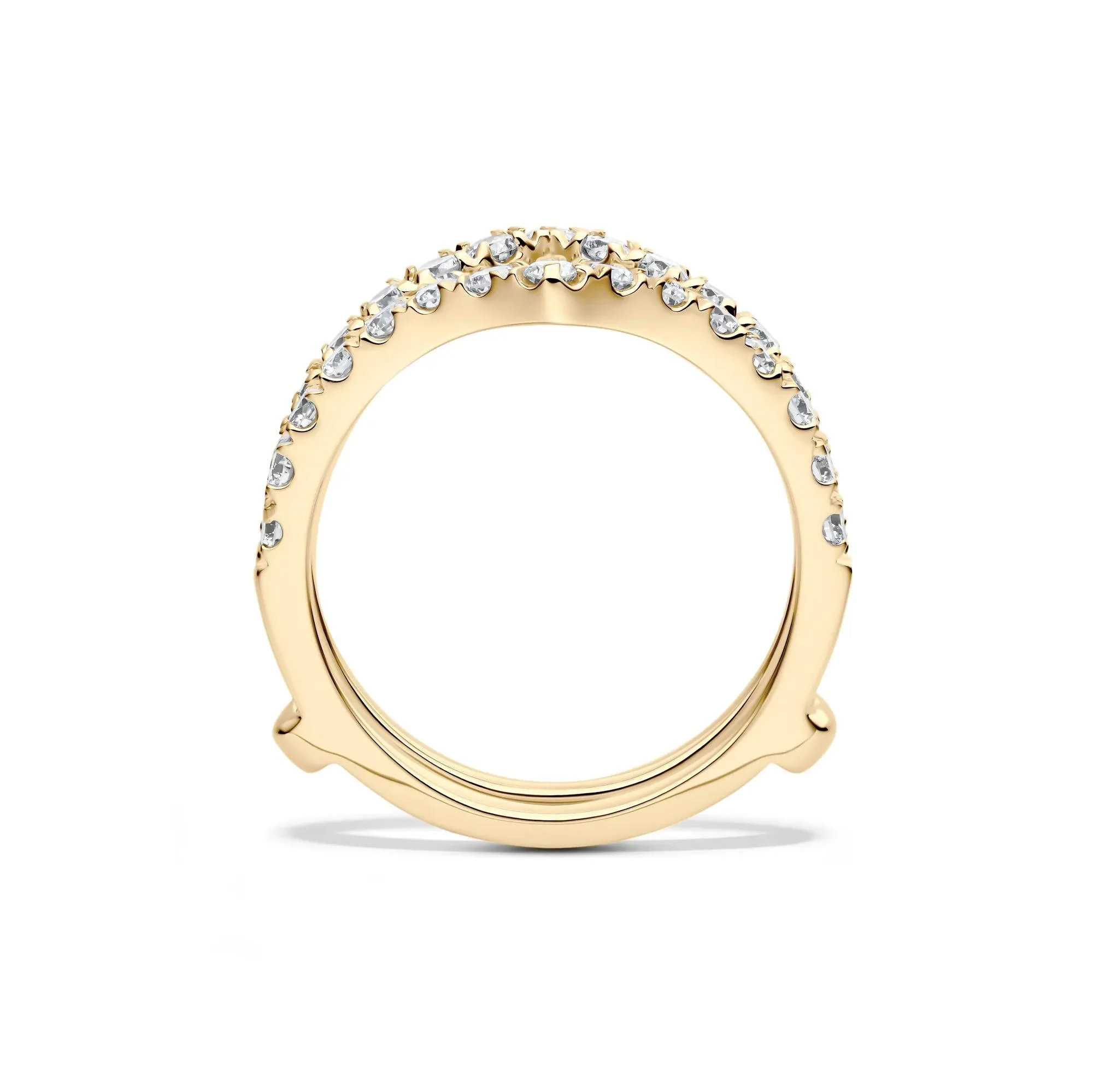 1 CT. Tw. Lab Grown Diamond Chevron Ring Insert 14K Yellow Gold Round Brilliant Cut Size 7 6mm - Image 2