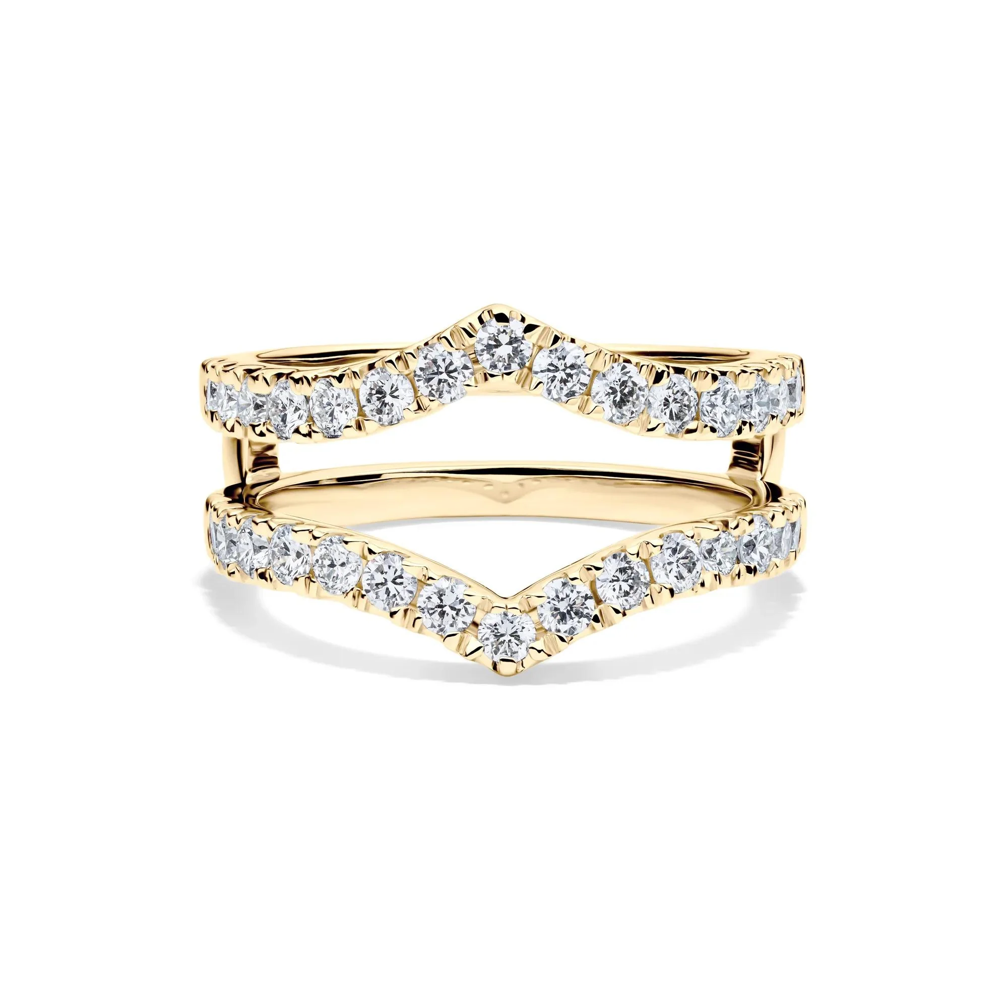 1 CT. Tw. Lab Grown Diamond Chevron Ring Insert 14K Yellow Gold Round Brilliant Cut Size 7.5 6mm