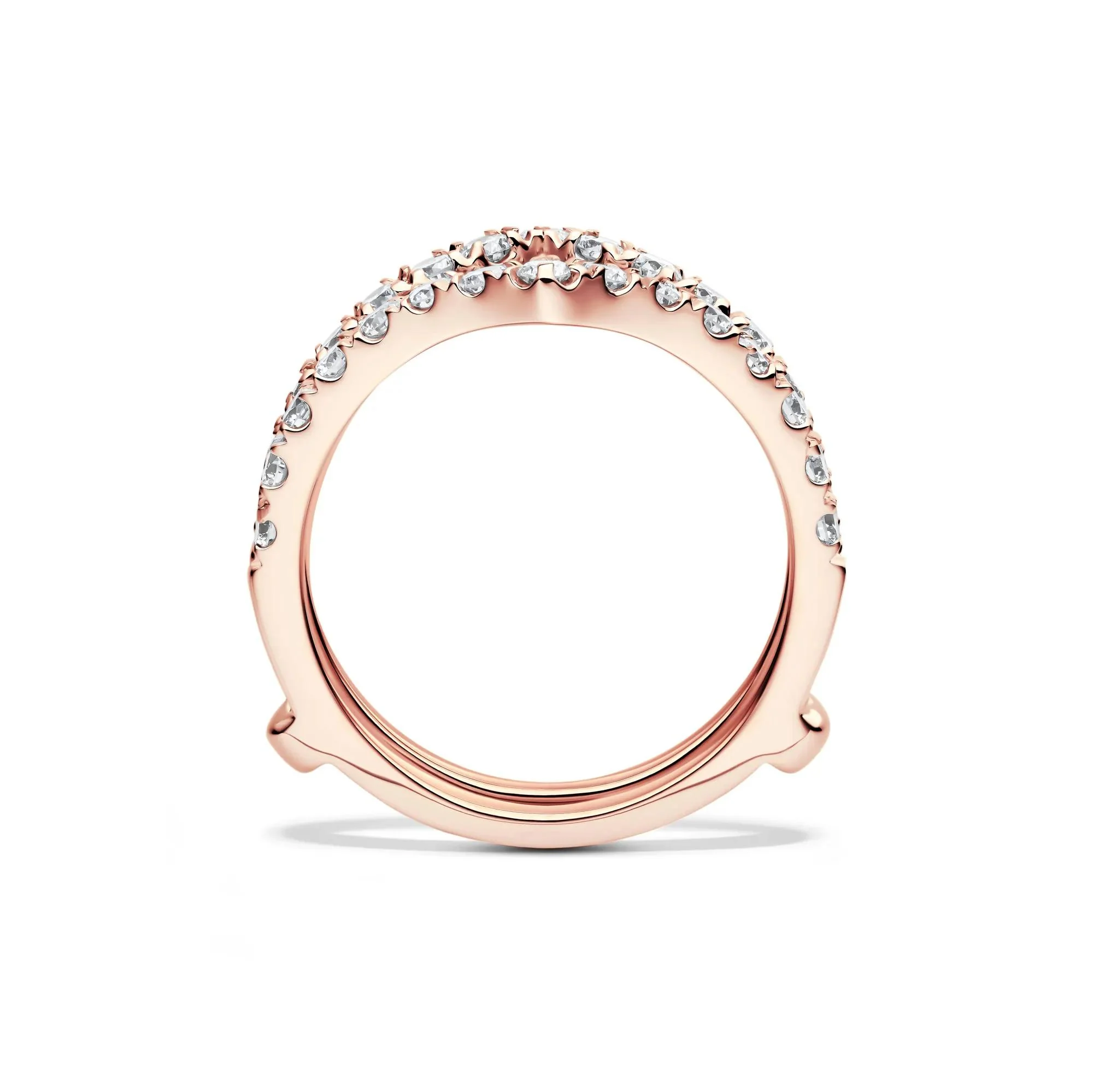 1 CT. Tw. Lab Grown Diamond Chevron Ring Insert 14K Rose Gold Round Brilliant Cut Size 6 6mm - Image 2
