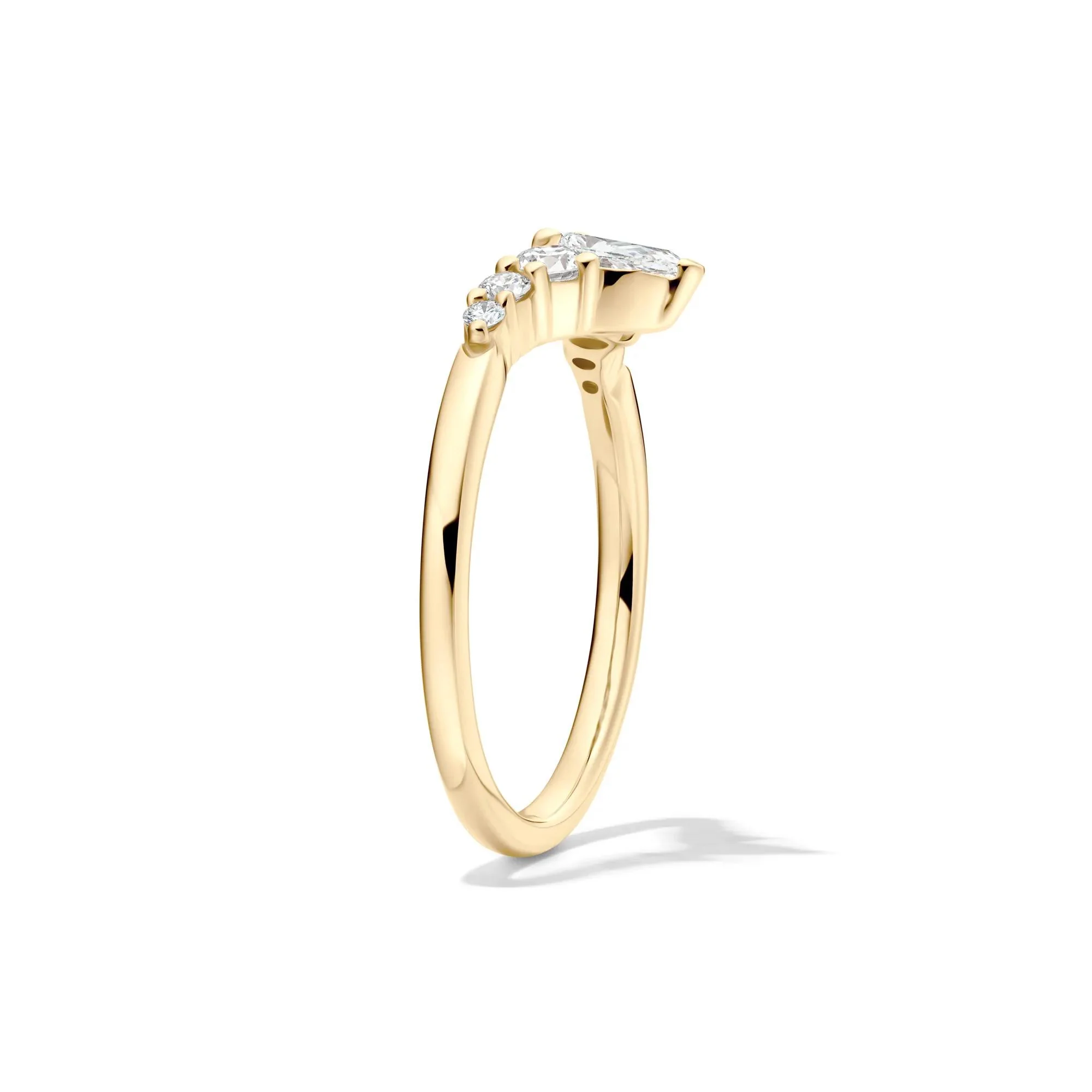 1/2 CT. Tw. Lab Grown Diamond Chevron Contour Band Ring 14K Yellow Gold Round Brilliant Cut Size 6 - Image 3