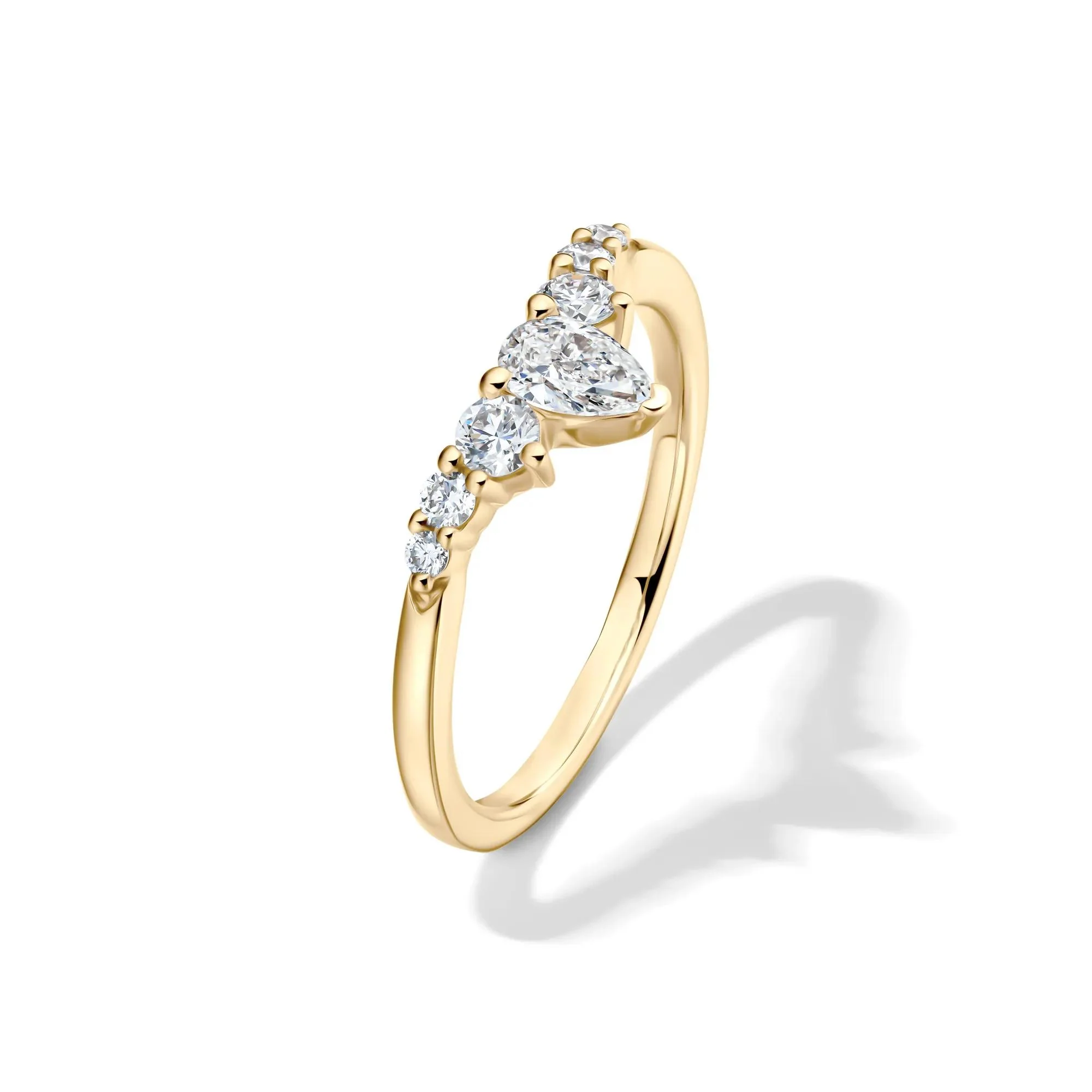 1/2 CT. Tw. Lab Grown Diamond Chevron Contour Band Ring 14K Yellow Gold Round Brilliant Cut Size 6.5 - Image 4