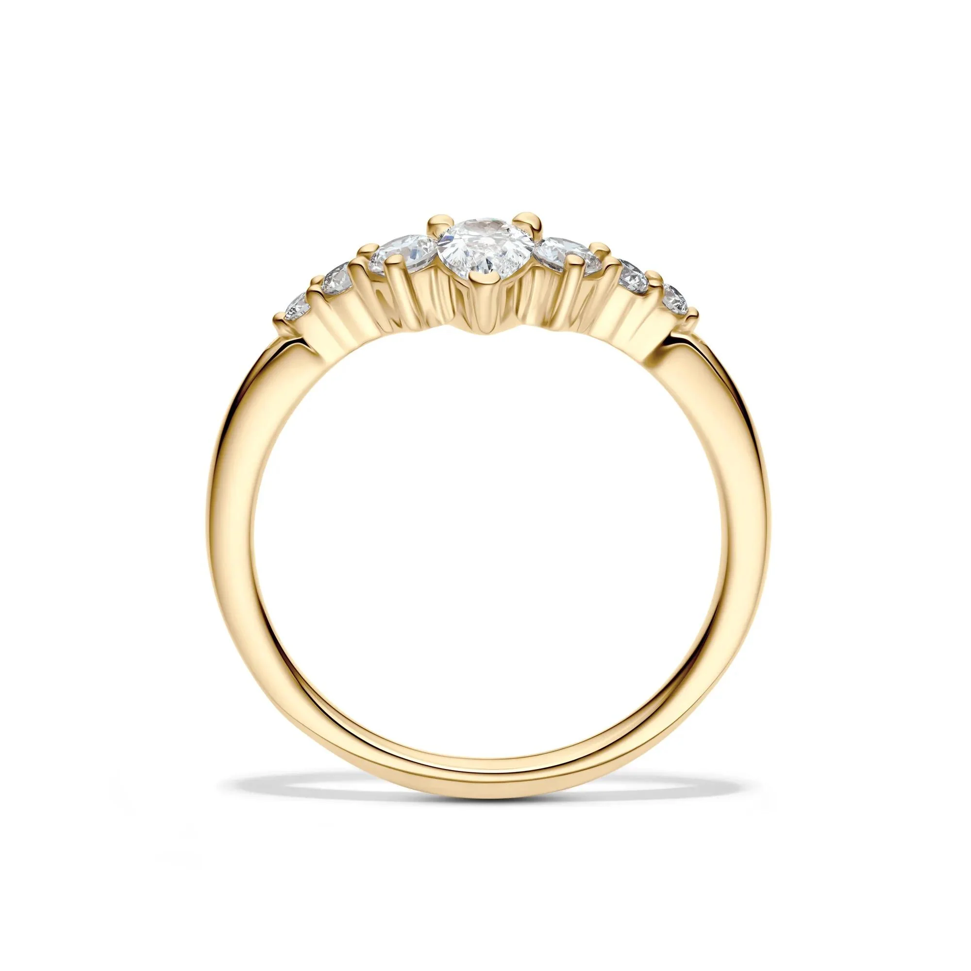 1/2 CT. Tw. Lab Grown Diamond Chevron Contour Band Ring 14K Yellow Gold Round Brilliant Cut Size 7.5 - Image 2