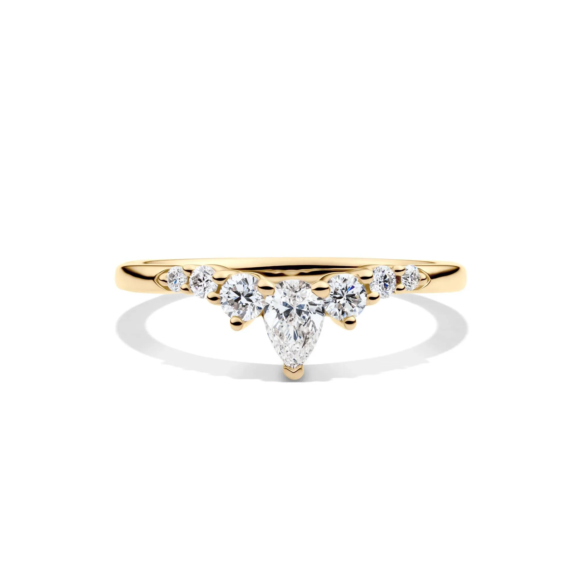1/2 CT. Tw. Lab Grown Diamond Chevron Contour Band Ring 14K Yellow Gold Round Brilliant Cut Size 8