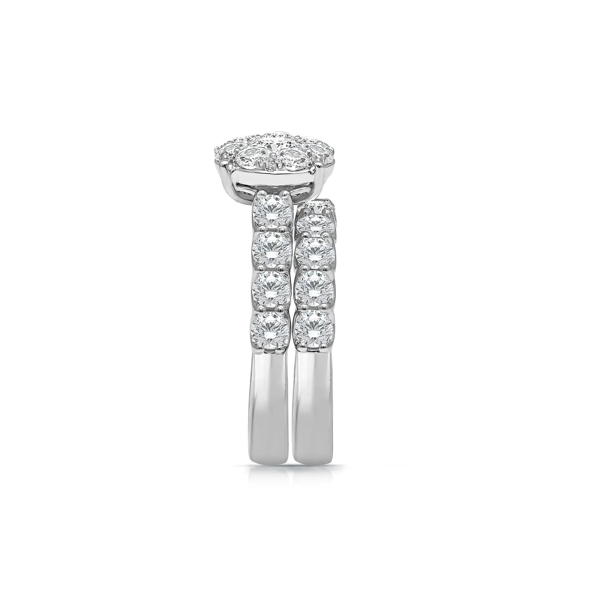 3 CT. Tw. Lab Grown Diamond Engagement Ring Set 10K White Gold Round Brilliant Cut Size 6.5 - Image 3