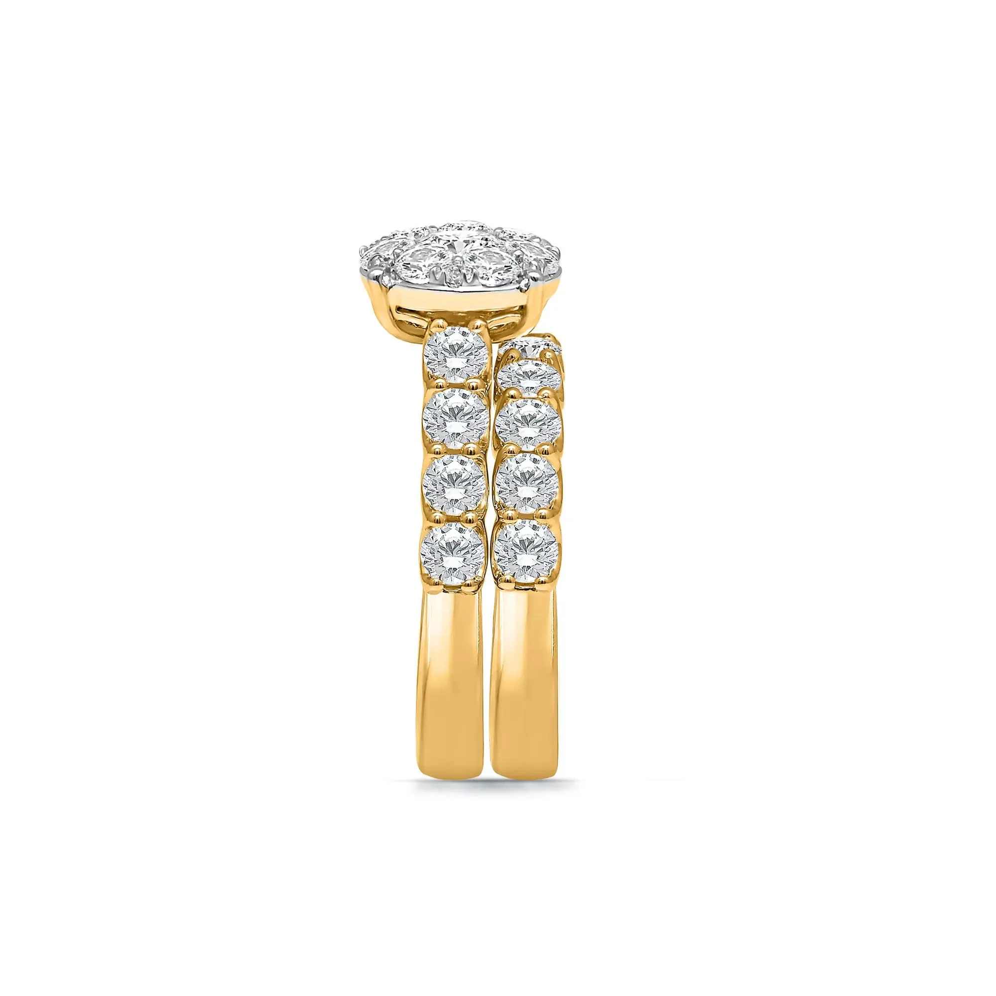 3 CT. Tw. Lab Grown Diamond Engagement Ring Set 10K Yellow Gold Round Brilliant Cut Size 6 - Image 3