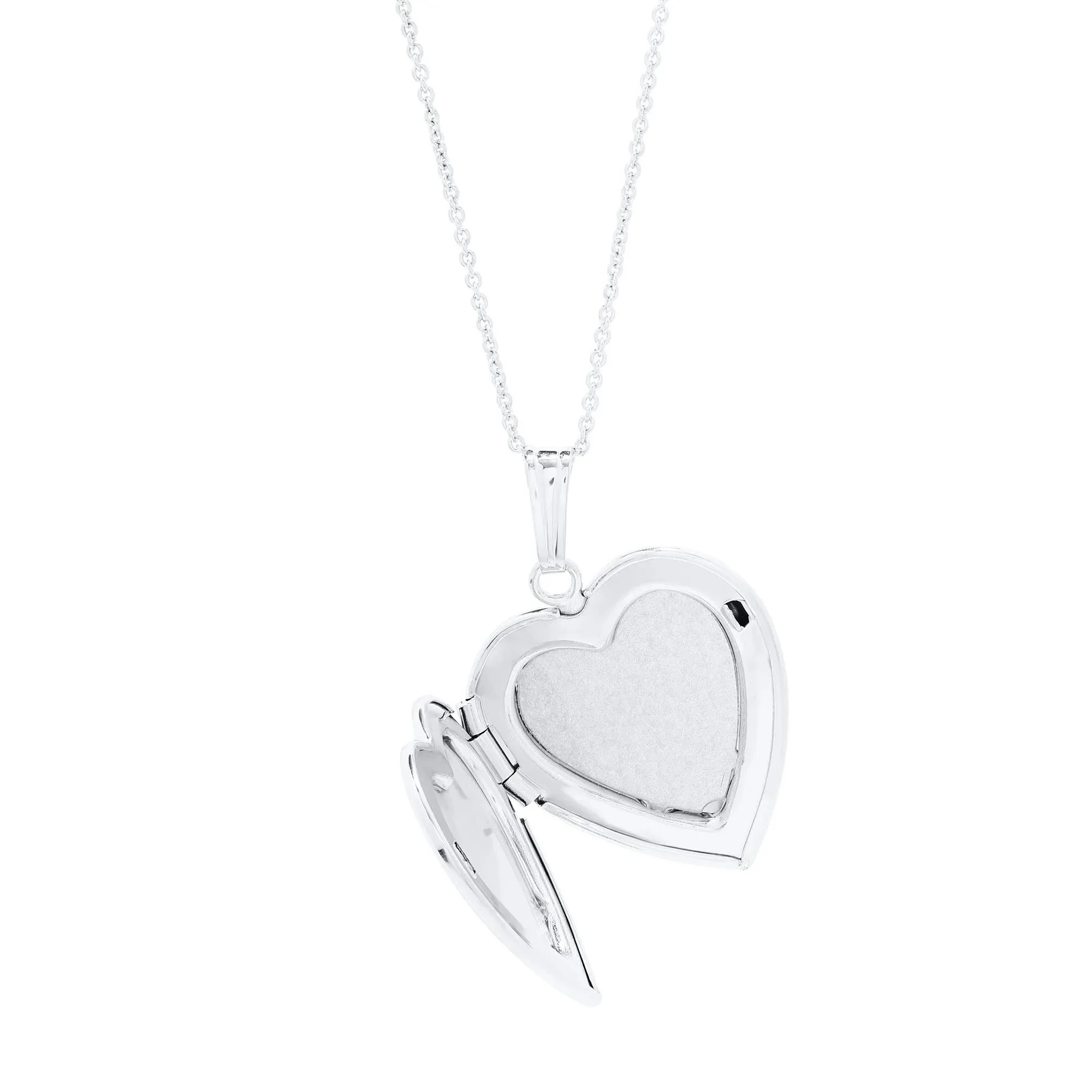Heart Locket .925 Sterling .925 Sterling Silver Necklace White Size 18" - Image 3