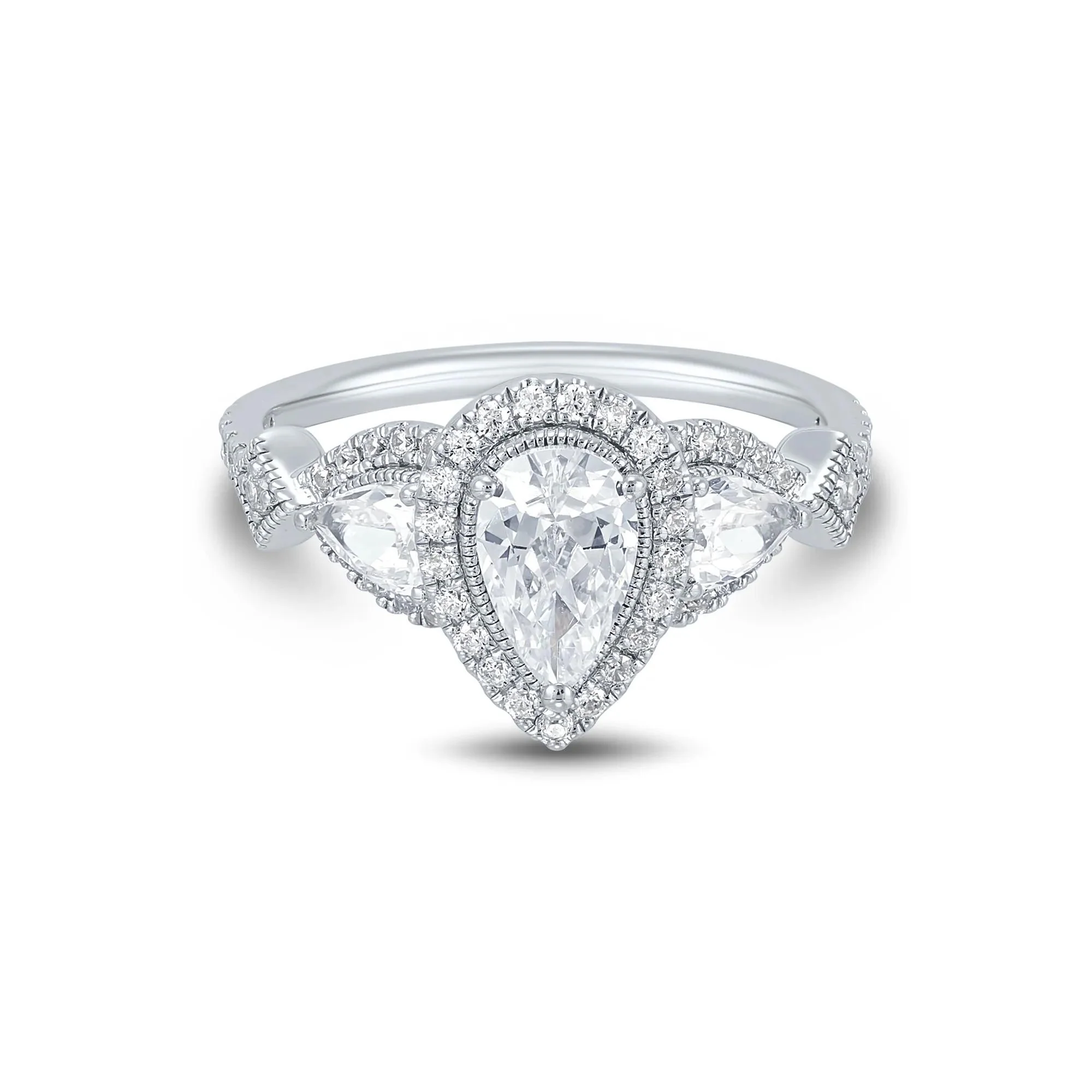1/2 CT. Tw. Lab Grown Diamond Engagement Ring 10K White Gold Round Brilliant Cut Size 7.5 1mm