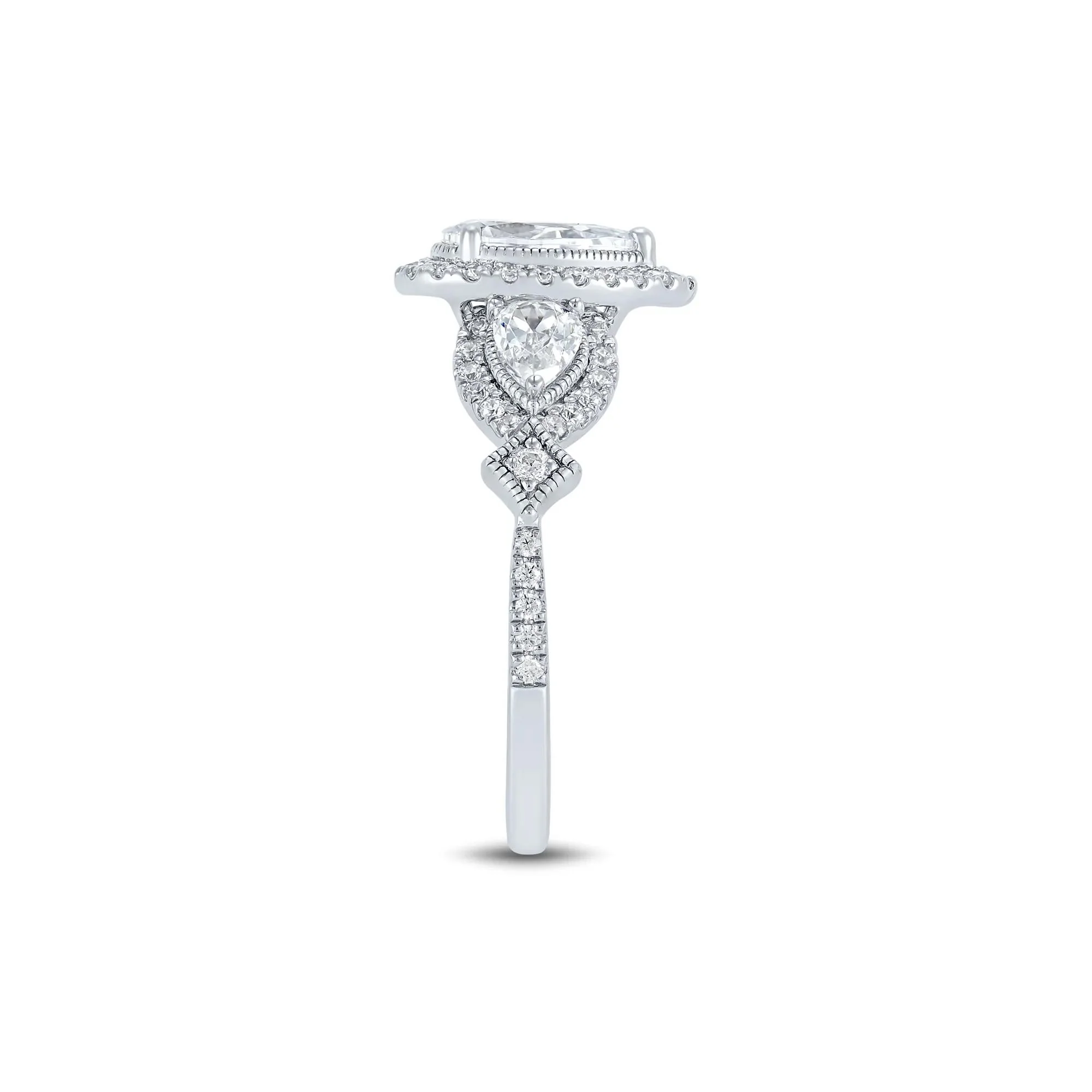 1/2 CT. Tw. Lab Grown Diamond Engagement Ring 10K White Gold Round Brilliant Cut Size 8.5 1mm - Image 3