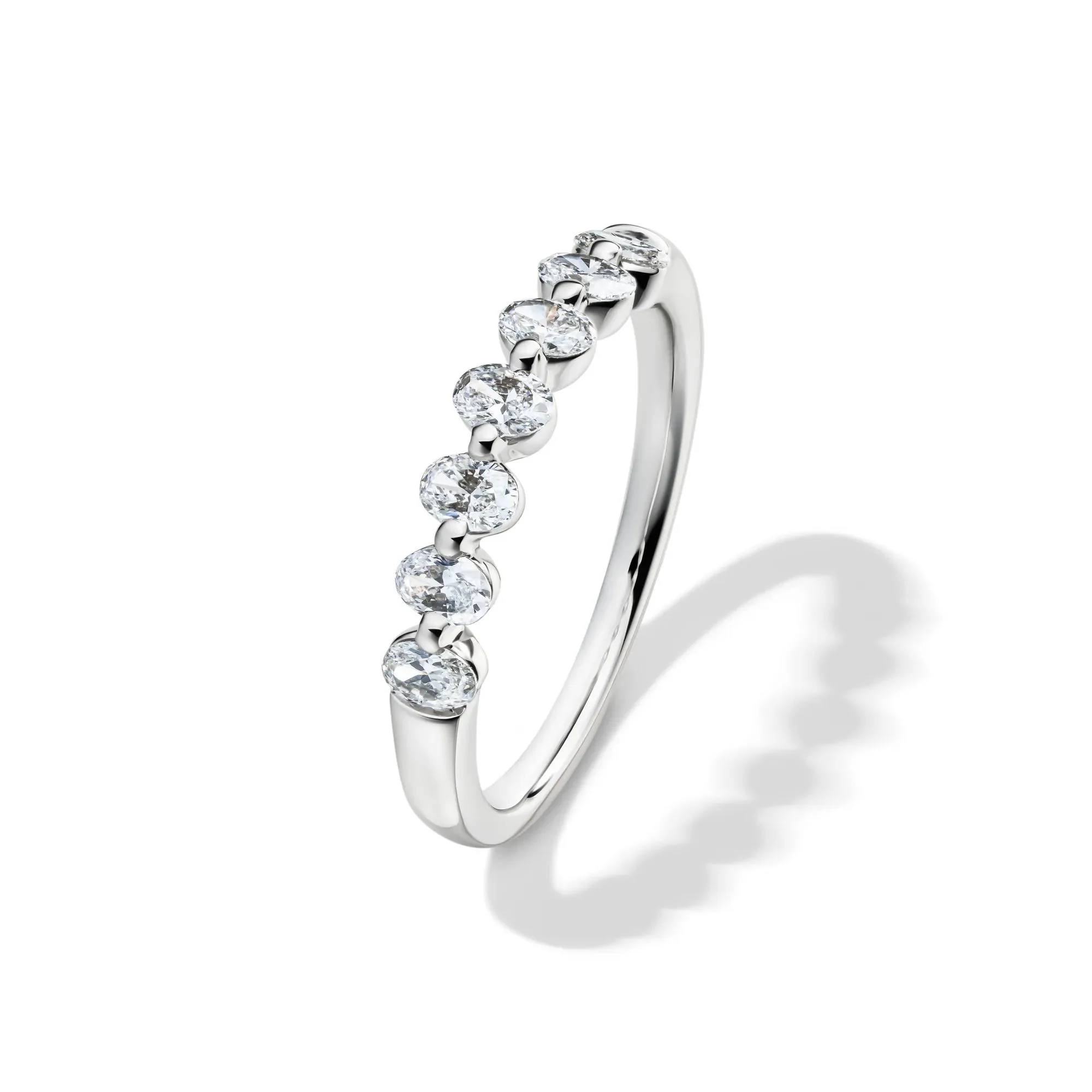 1/2 CT. Tw. Lab Grown Diamond Seven-Stone Shared-Prong Band Ring 14K White Gold Size 8 - Image 4