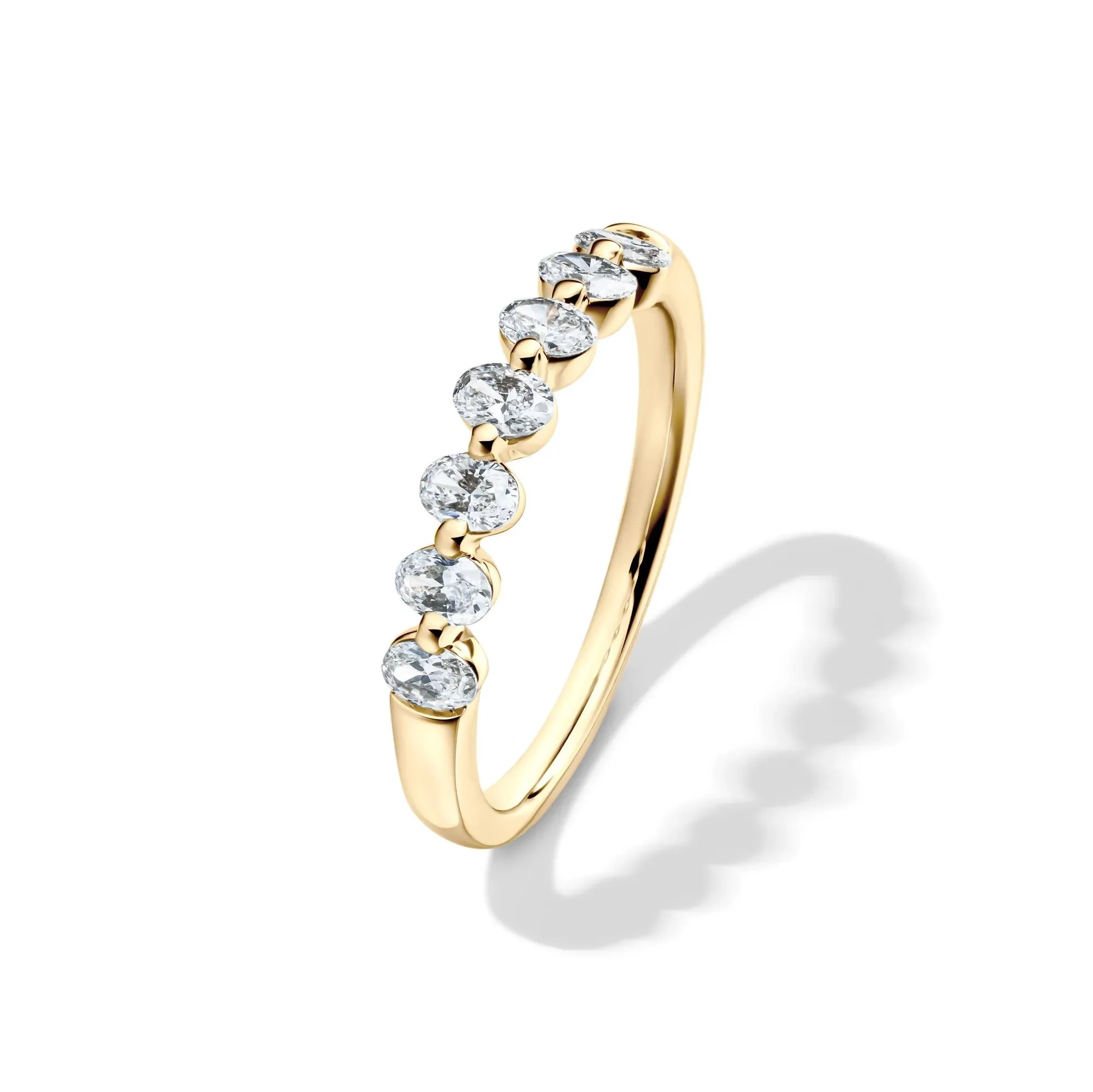 1/2 CT. Tw. Lab Grown Diamond Seven-Stone Shared-Prong Band Ring 14K Yellow Gold Size 6 - Image 4