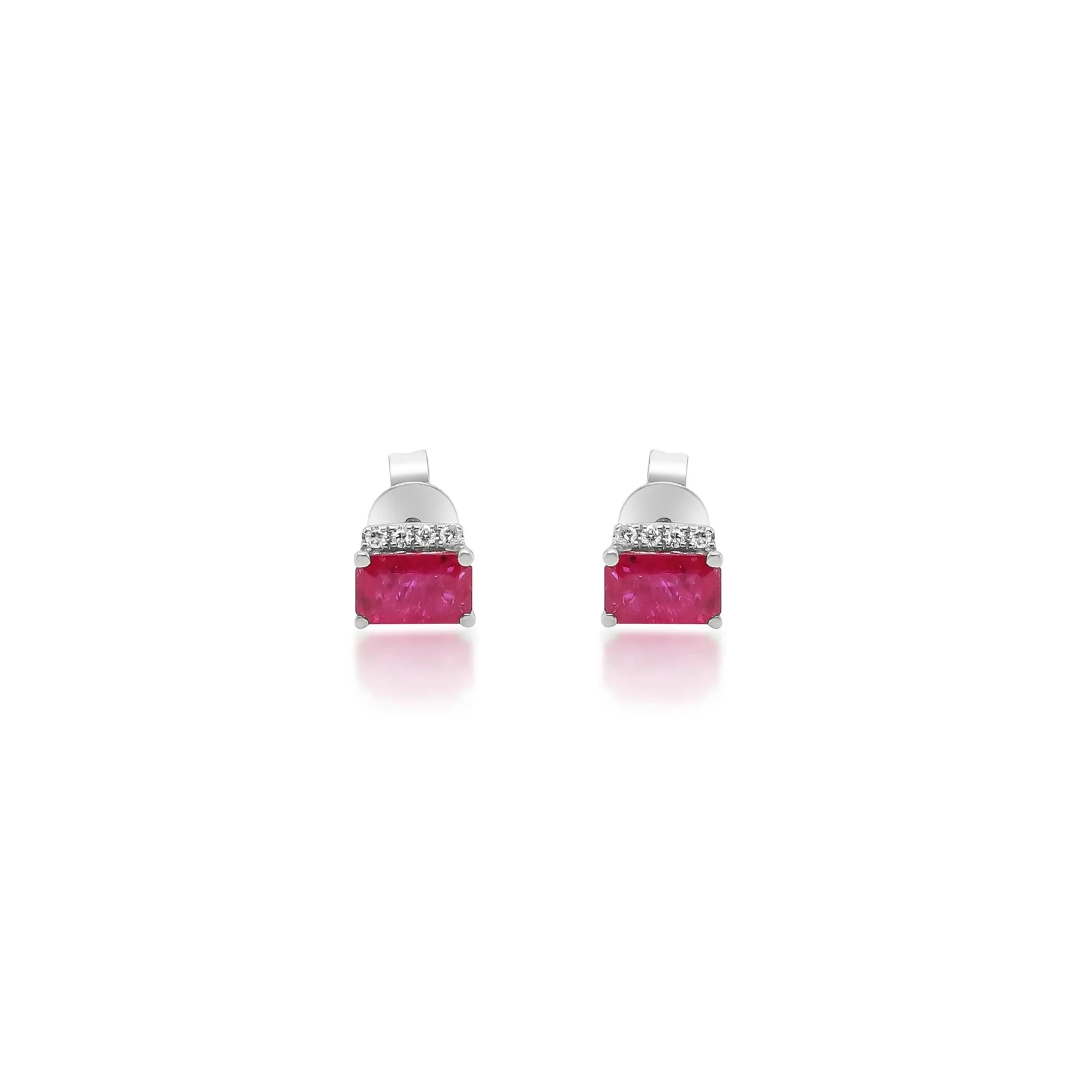Ruby and Diamond Accent Stud Earrings 10K White Gold - Image 2