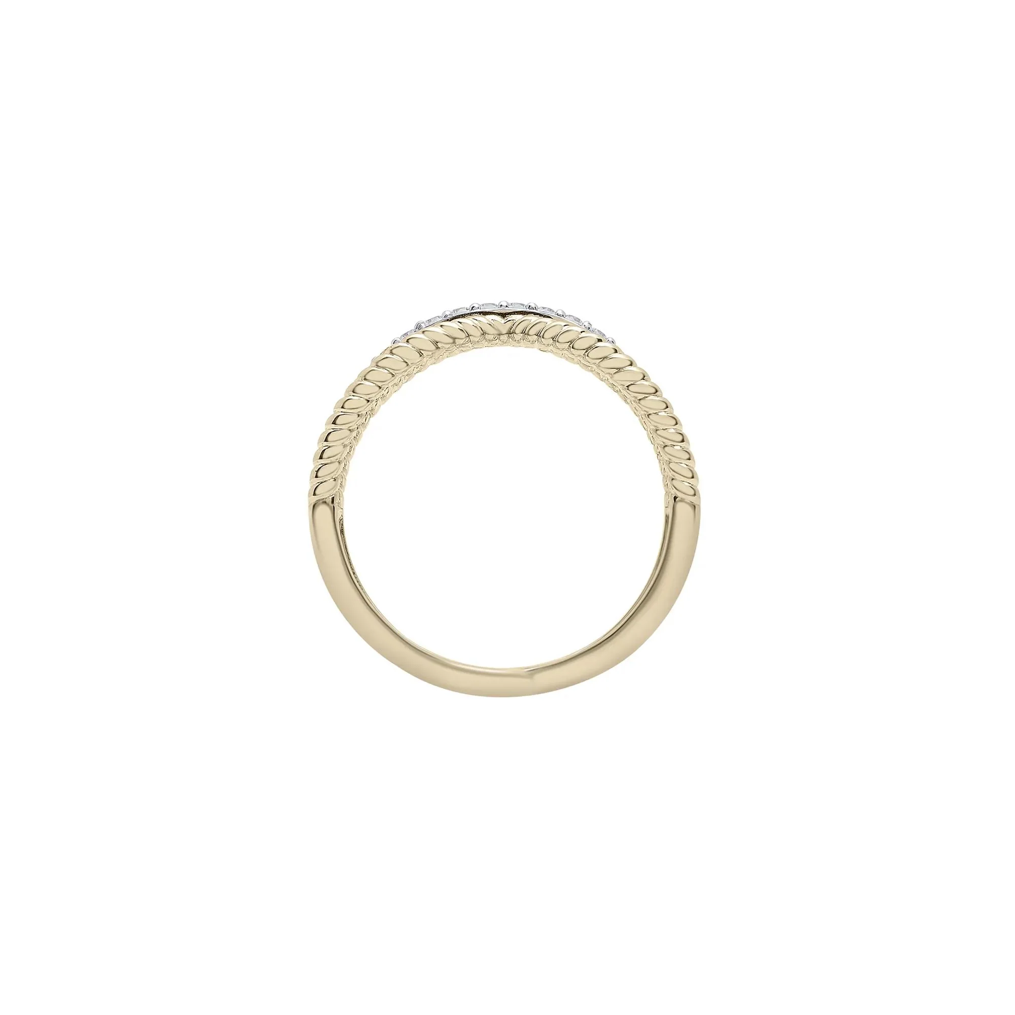 1/7 CT. Tw. Diamond Crossover Band Ring 10K Yellow Gold Round Brilliant Cut Size 7 - Image 2