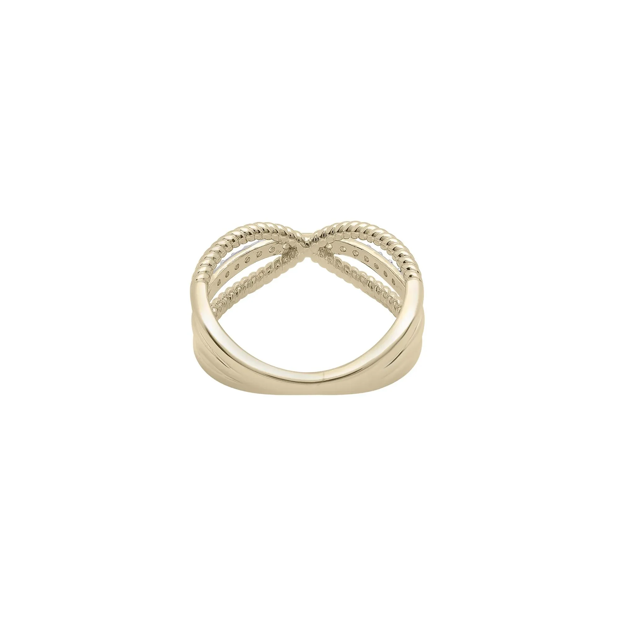 1/7 CT. Tw. Diamond Crossover Band Ring 10K Yellow Gold Round Brilliant Cut Size 7.5 - Image 5