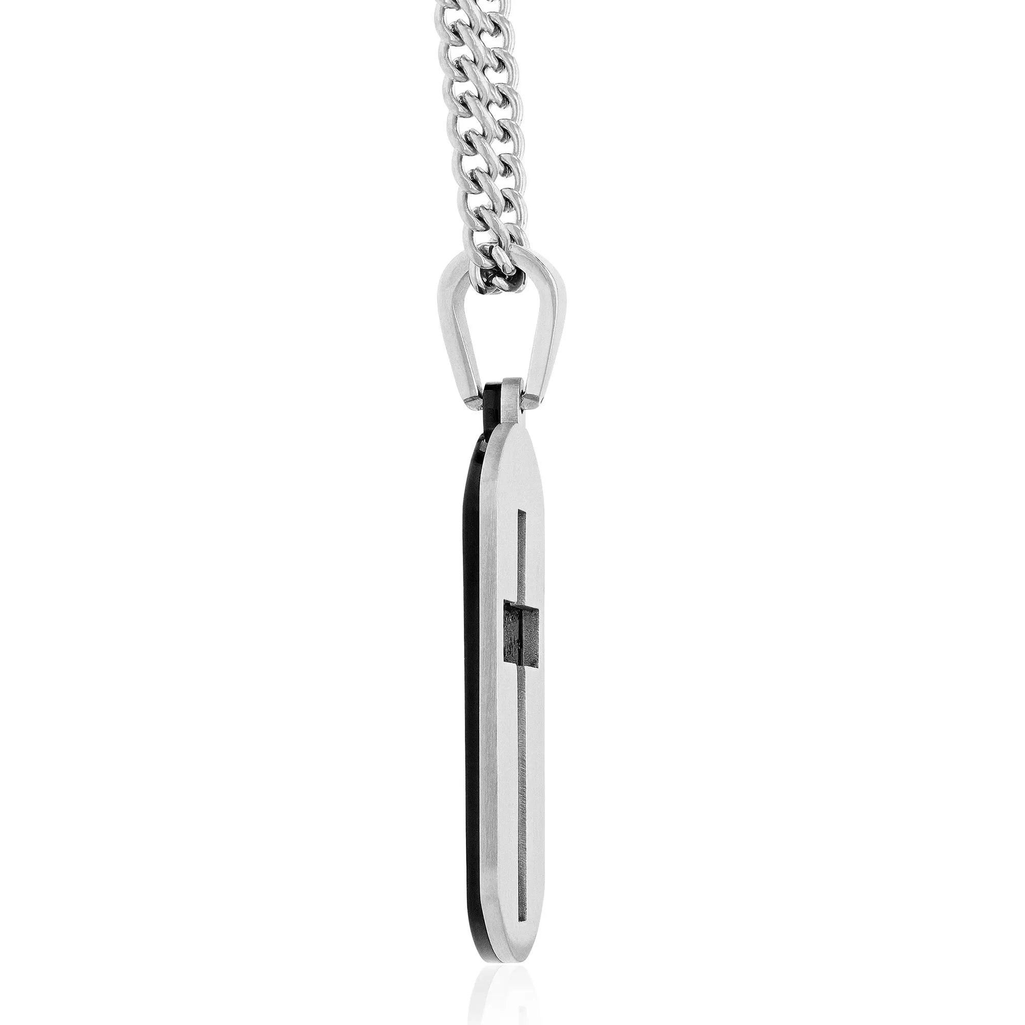 Lord’s Prayer Pendant Necklace .925 Sterling Silver and Stainless Steel Gray Size 24" - Image 2