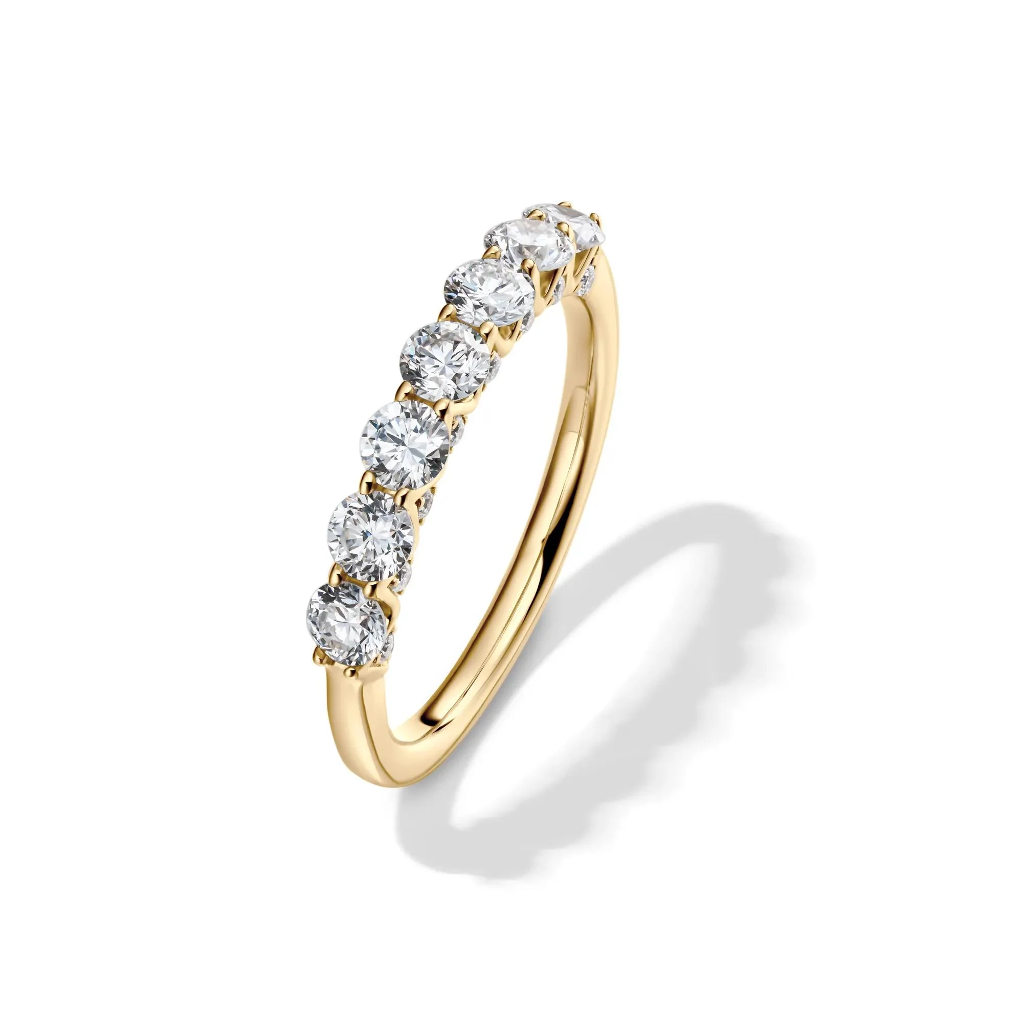 1 CT. Tw. Lab Grown Diamond Seven-Stone Band Ring 14K Yellow Gold Round Brilliant Cut Size 6.5 1mm - Image 4