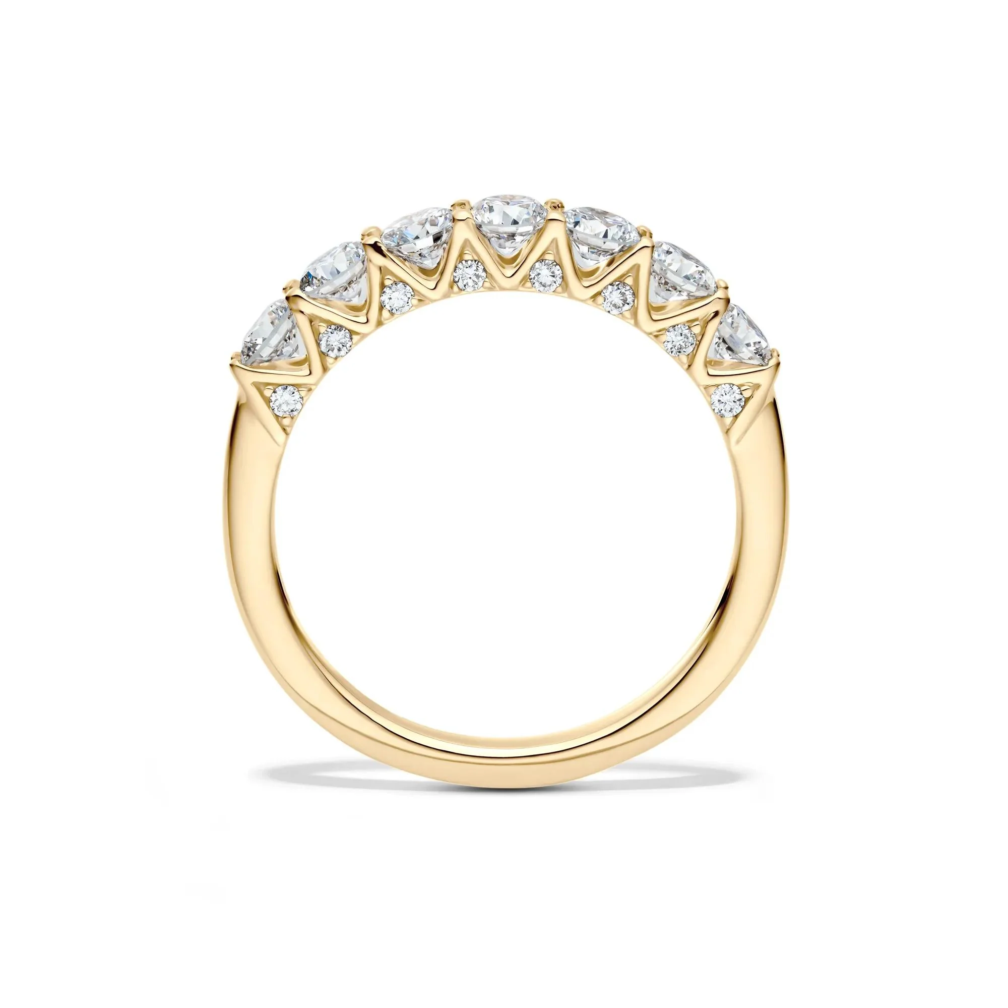 1 CT. Tw. Lab Grown Diamond Seven-Stone Band Ring 14K Yellow Gold Round Brilliant Cut Size 7 1mm - Image 2