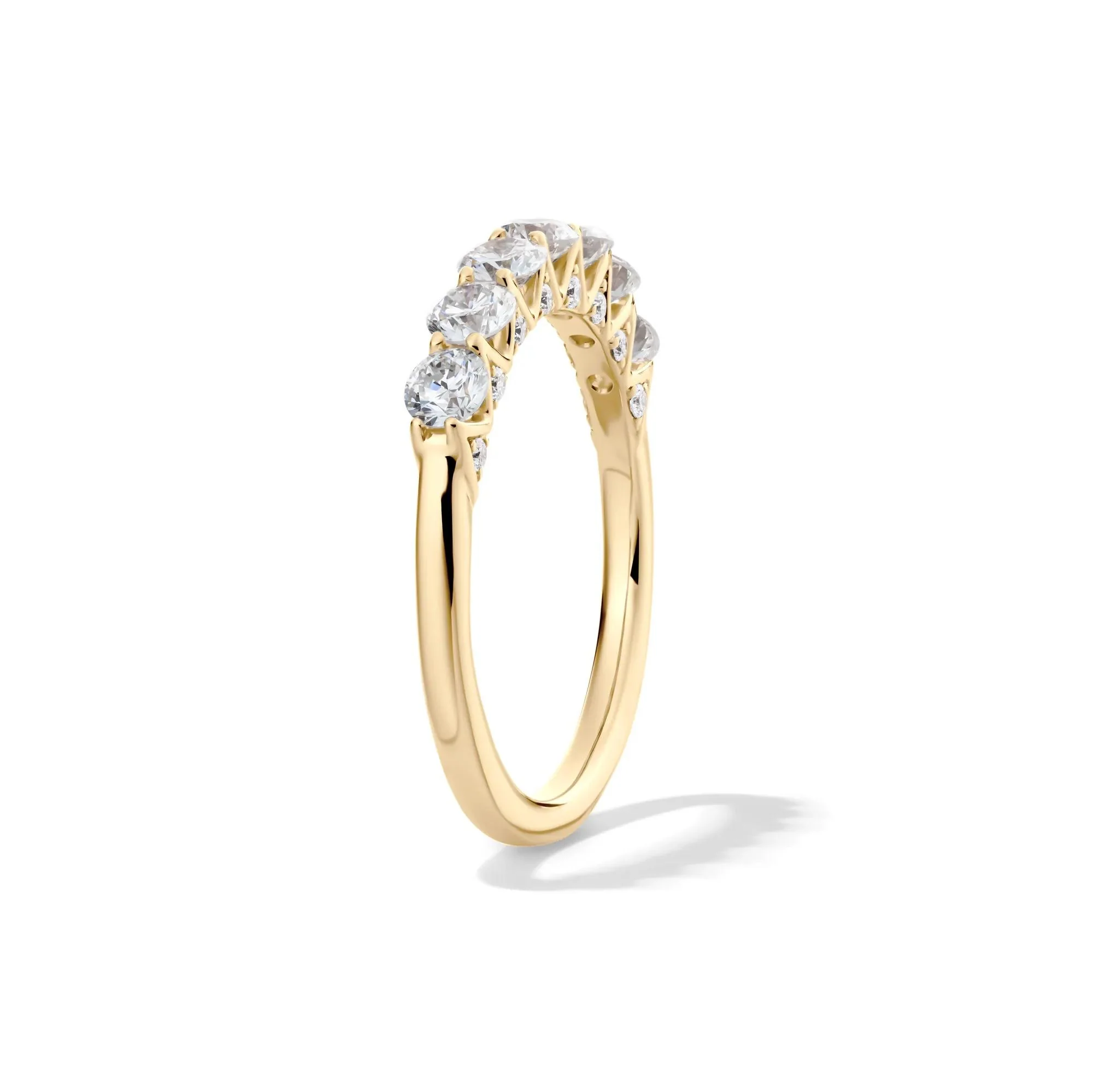 1 CT. Tw. Lab Grown Diamond Seven-Stone Band Ring 14K Yellow Gold Round Brilliant Cut Size 8.5 1mm - Image 3