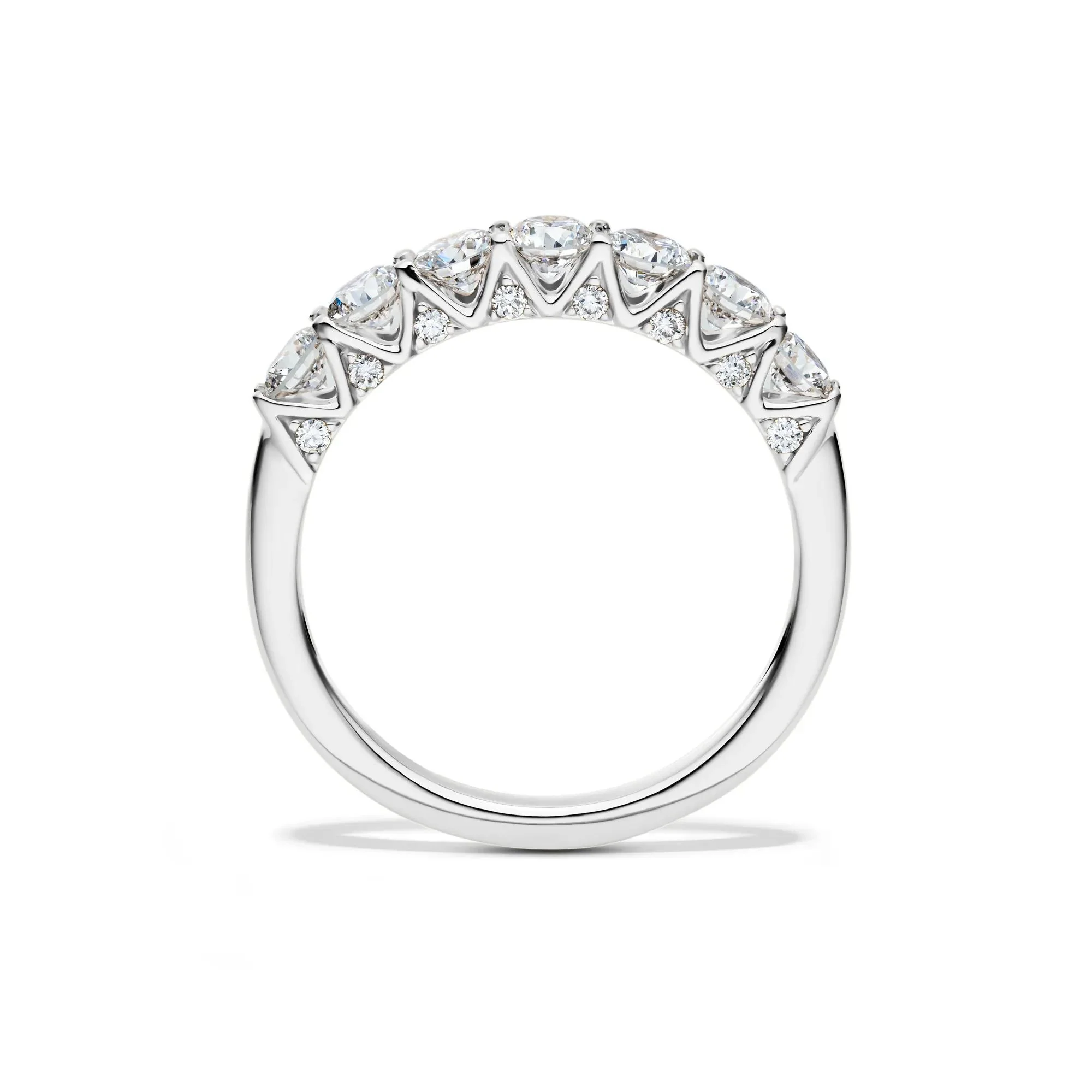 1 CT. Tw. Lab Grown Diamond Seven-Stone Band Ring 14K White Gold Round Brilliant Cut Size 7.5 1mm - Image 2