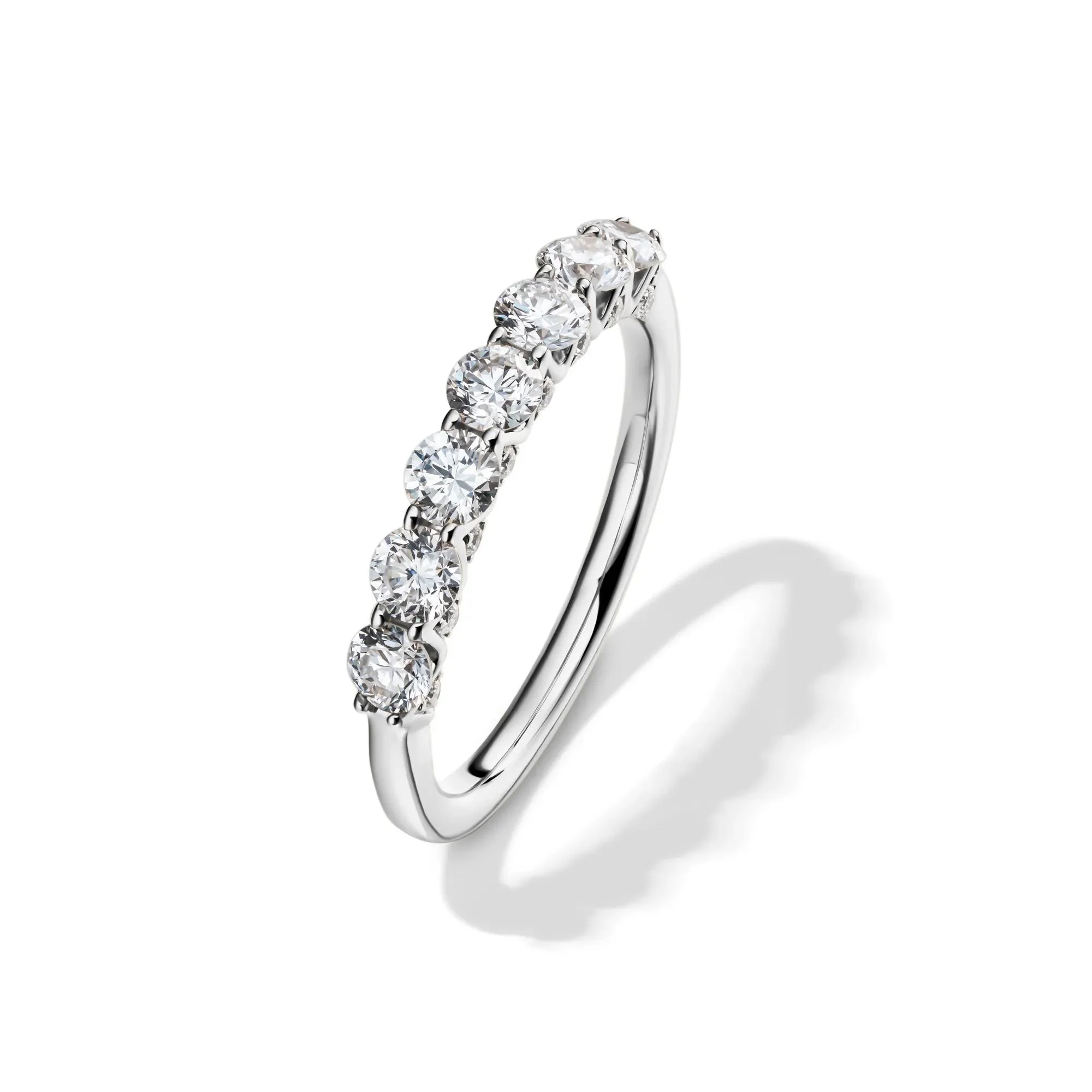 1 CT. Tw. Lab Grown Diamond Seven-Stone Band Ring 14K White Gold Round Brilliant Cut Size 7.5 1mm - Image 4