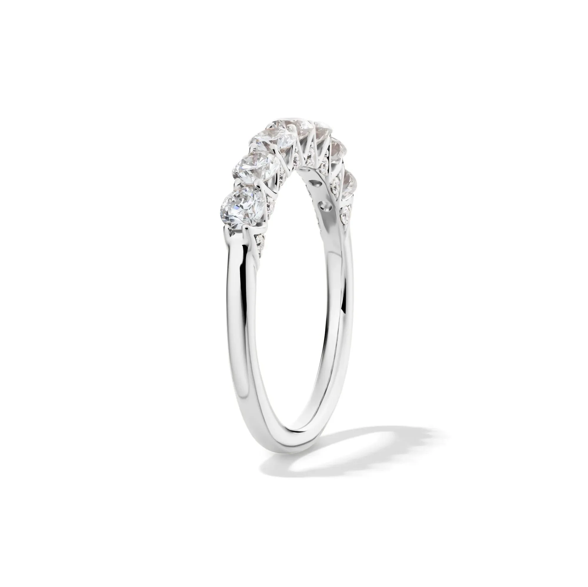 1 CT. Tw. Lab Grown Diamond Seven-Stone Band Ring 14K White Gold Round Brilliant Cut Size 8.5 1mm - Image 3