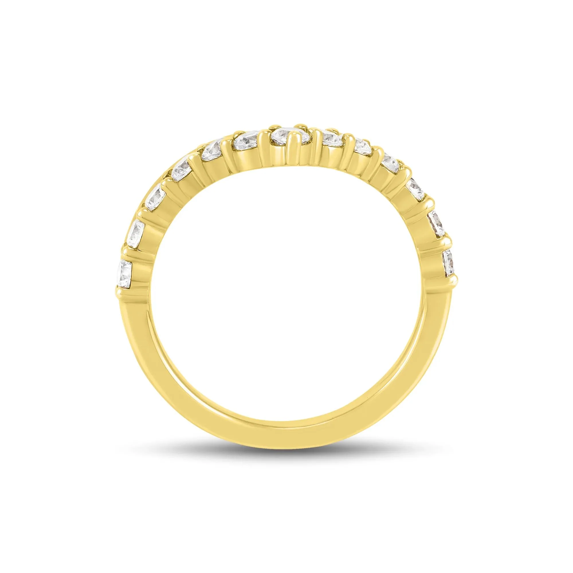 3/4 CT. Tw. Lab Grown Diamond Chevron Wedding Band Ring 14K Yellow Gold Round Brilliant Cut Size 7 1mm - Image 2