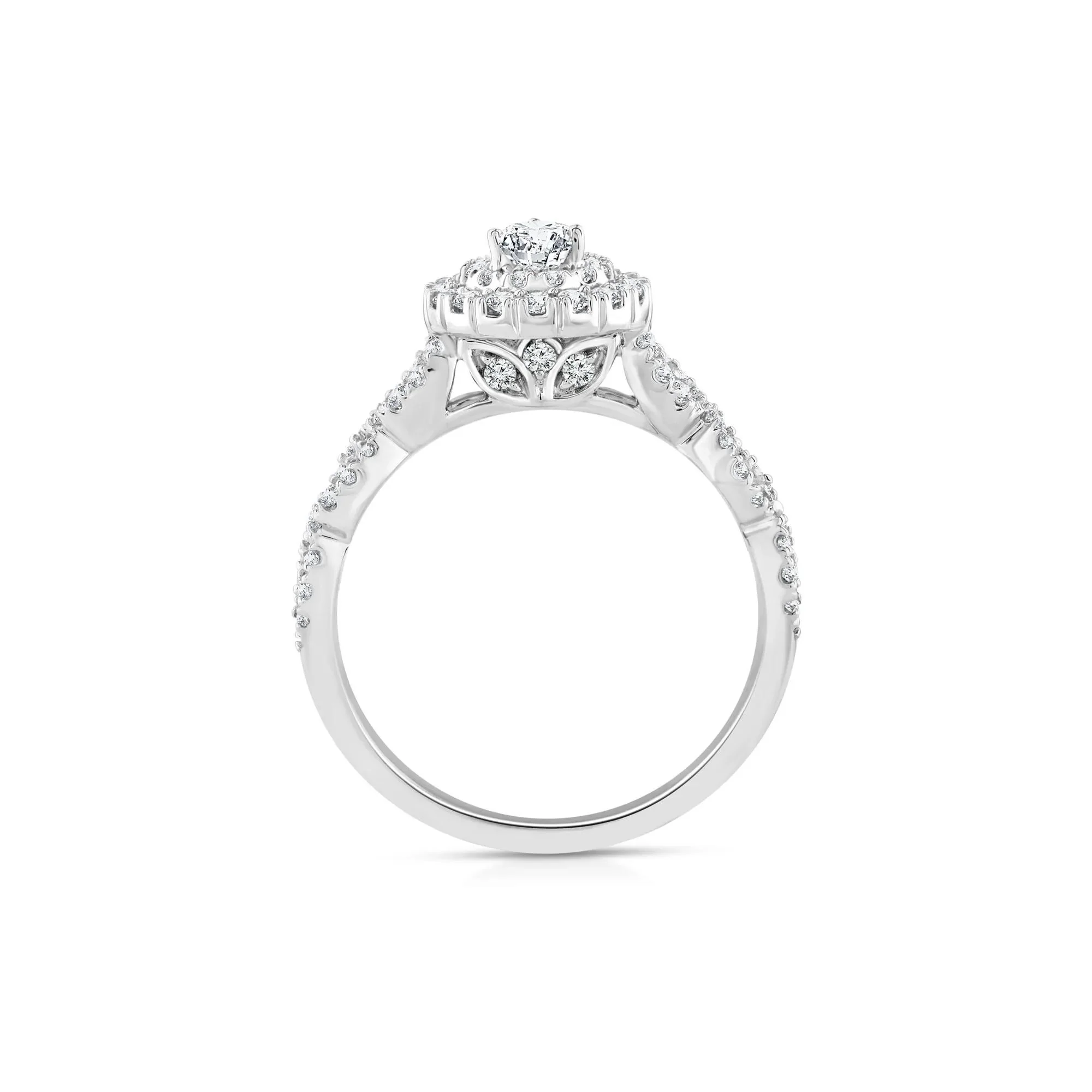 1 CT. Tw. Lab Grown Diamond Pear-Shaped Engagement Ring 10K White Gold Round Brilliant Cut Size 6 1mm - Image 2