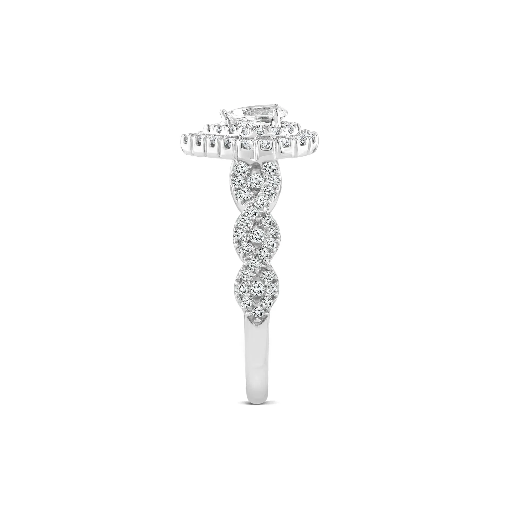 1 CT. Tw. Lab Grown Diamond Pear-Shaped Engagement Ring 10K White Gold Round Brilliant Cut Size 6.5 1mm - Image 3