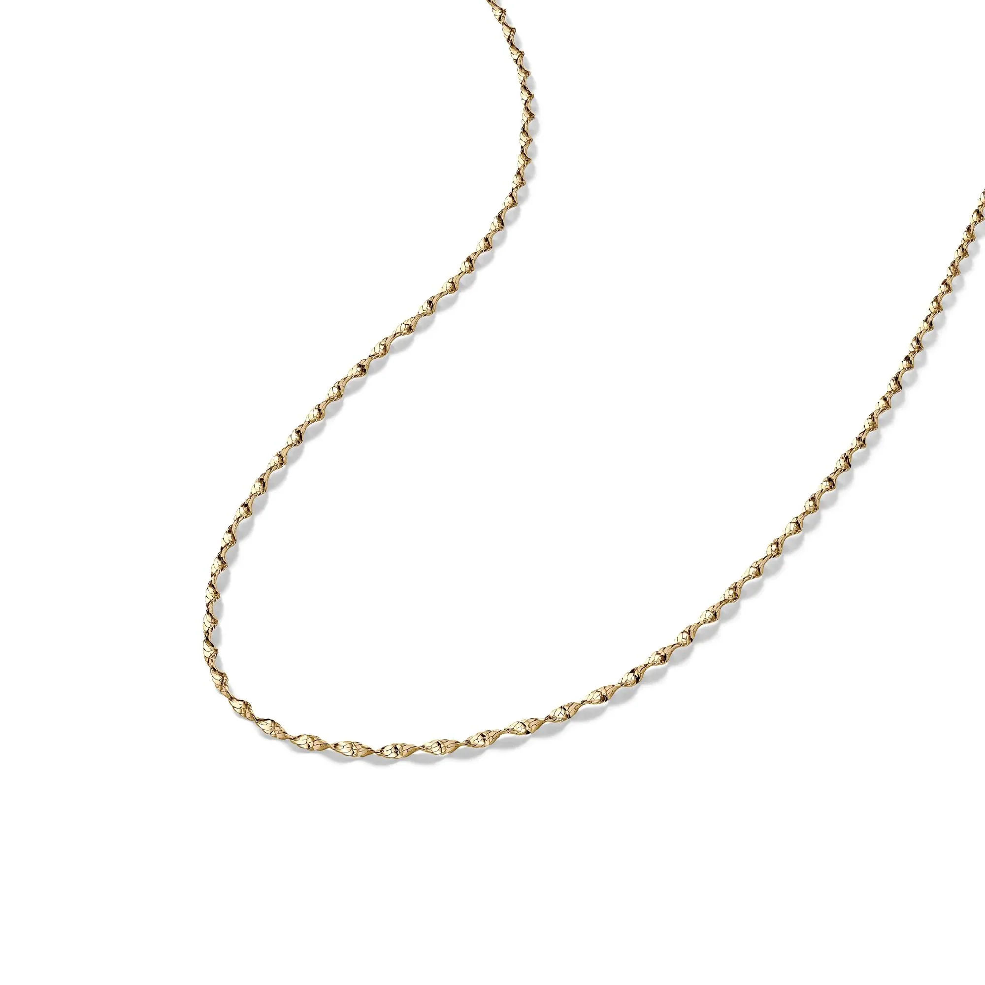 Diamond-Cut Twist Chain 14K Yellow Gold Necklace Size 18" - Image 4