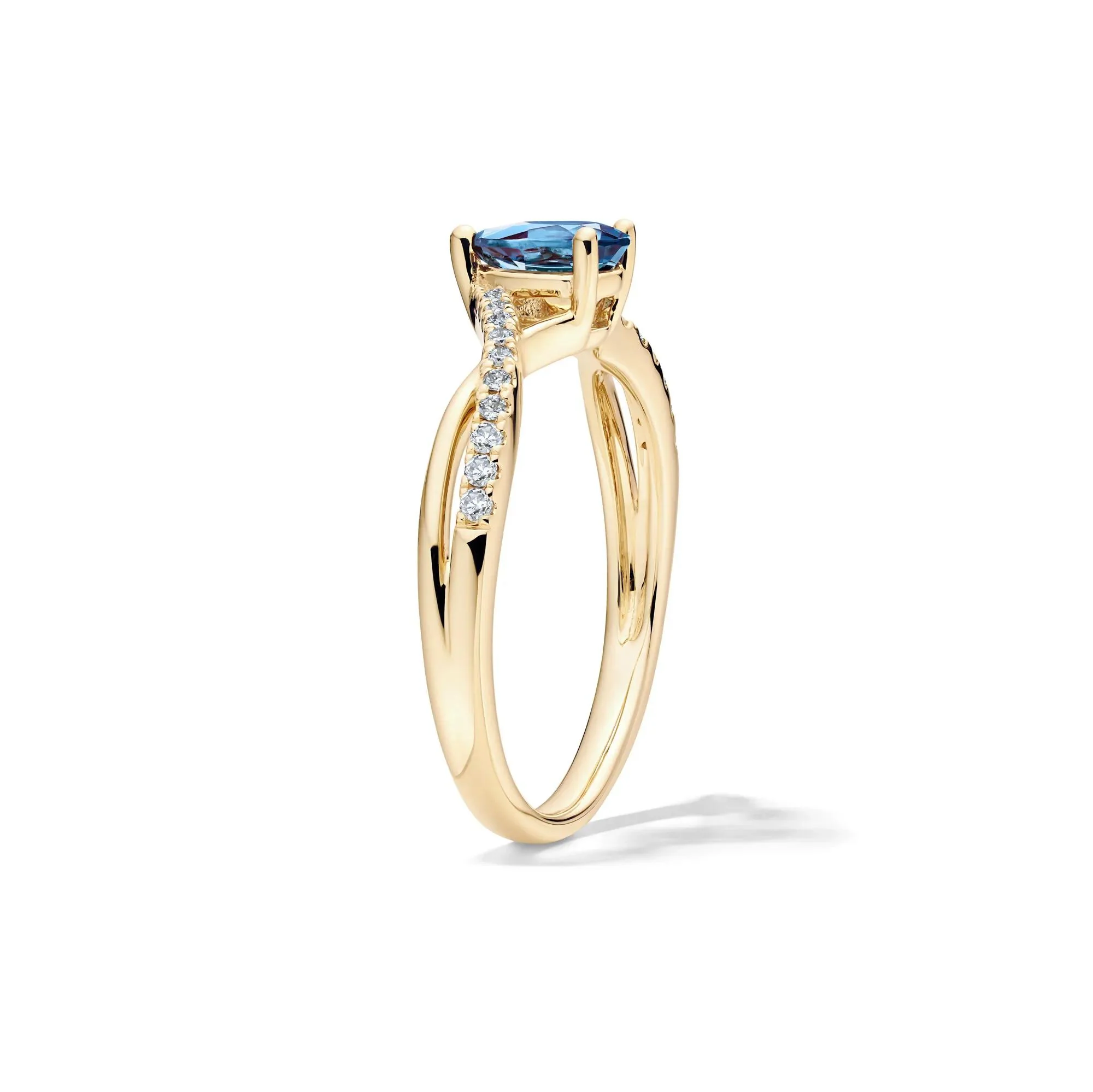 Lab-Created Alexandrite and Diamond Ring 10K Yellow Gold Ring Size 7 6mm - Image 3