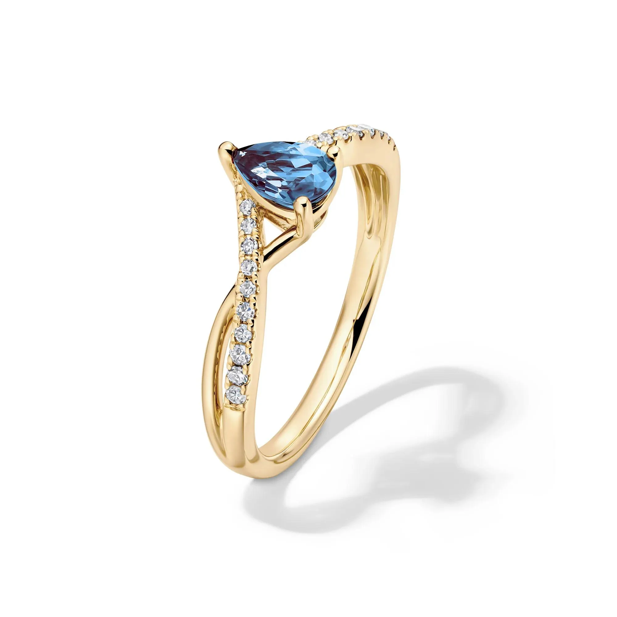 Lab-Created Alexandrite and Diamond Ring 10K Yellow Gold Ring Size 8 6mm - Image 4