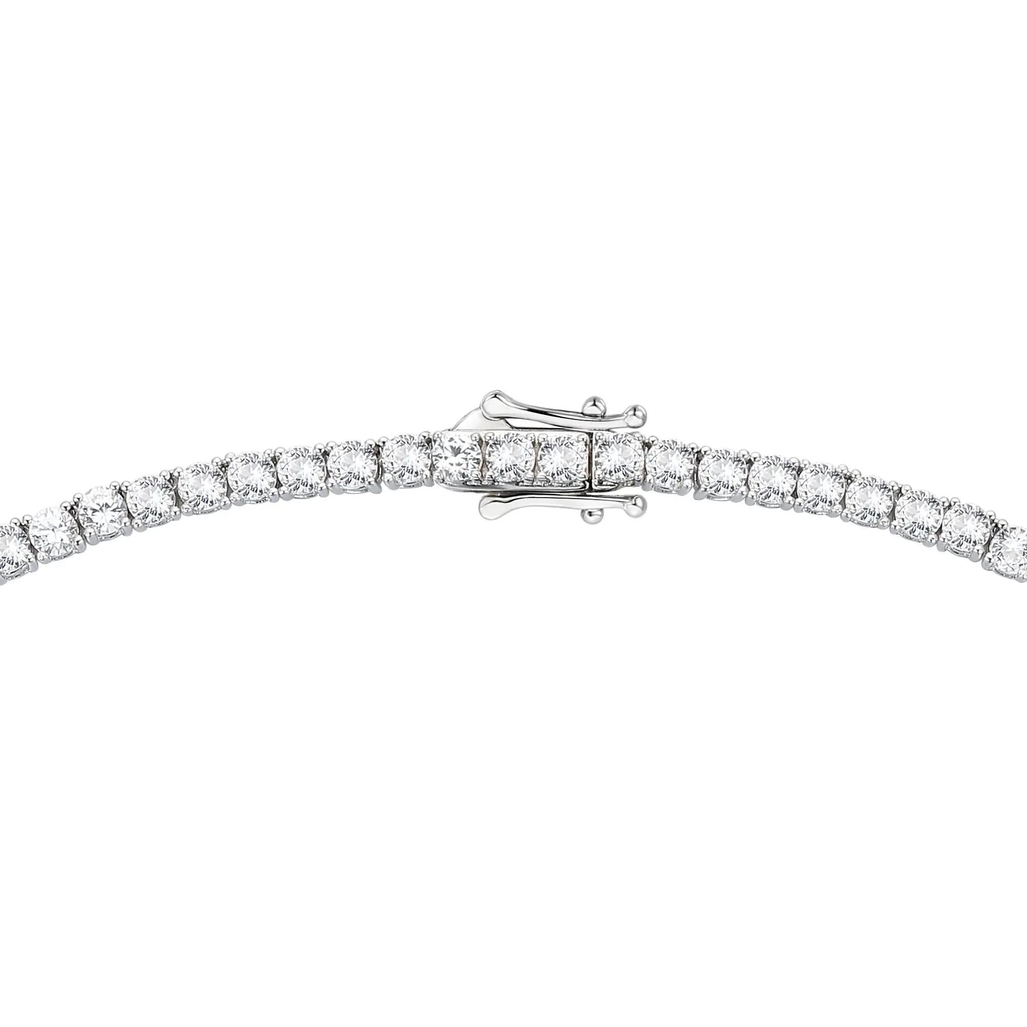 Lab-Created White Sapphire Tennis Necklace .925 Sterling Silver Size 18" - Image 3