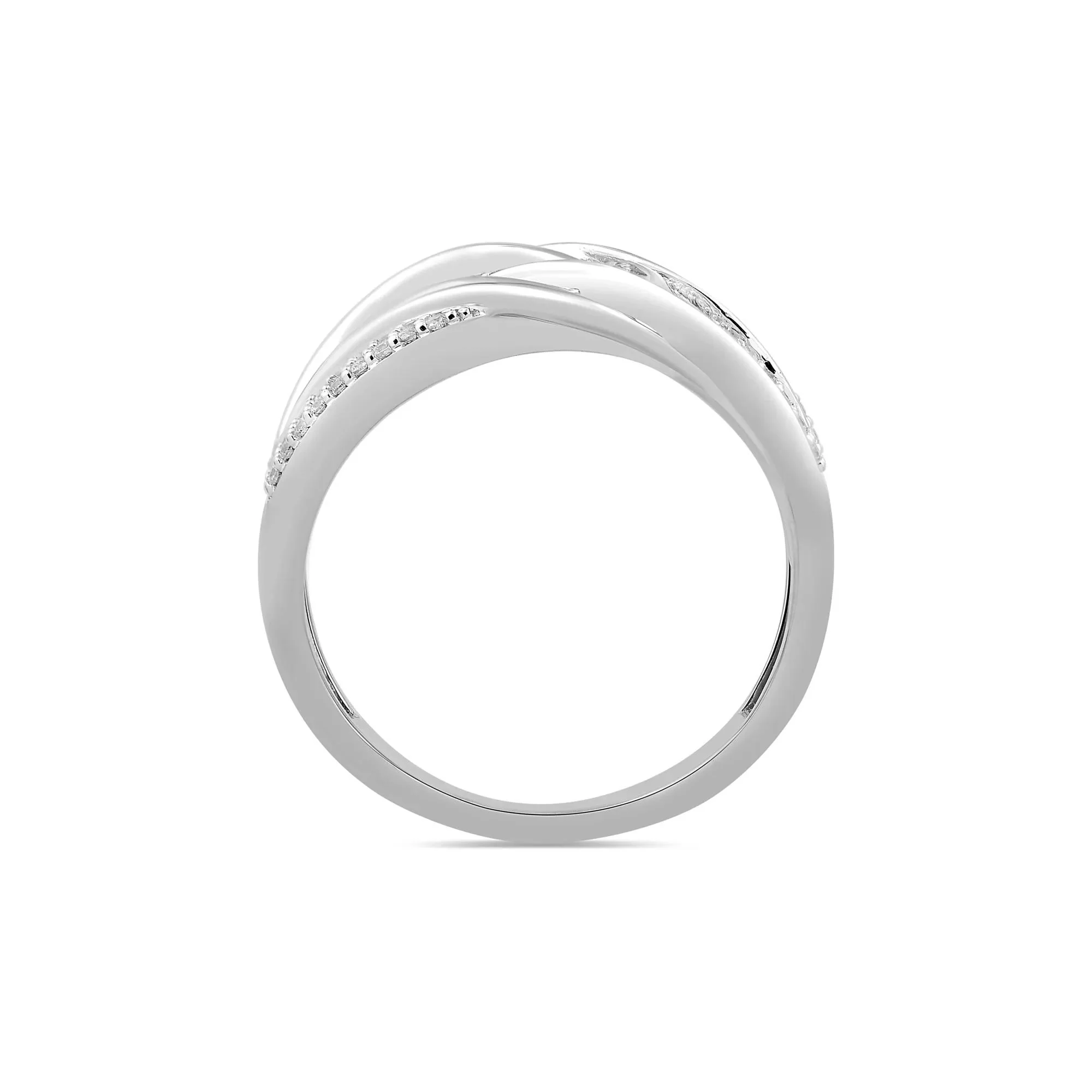 1/3 CT. Tw. Diamond Two-Row Wrap Ring .925 Sterling Silver White Size 6 - Image 2