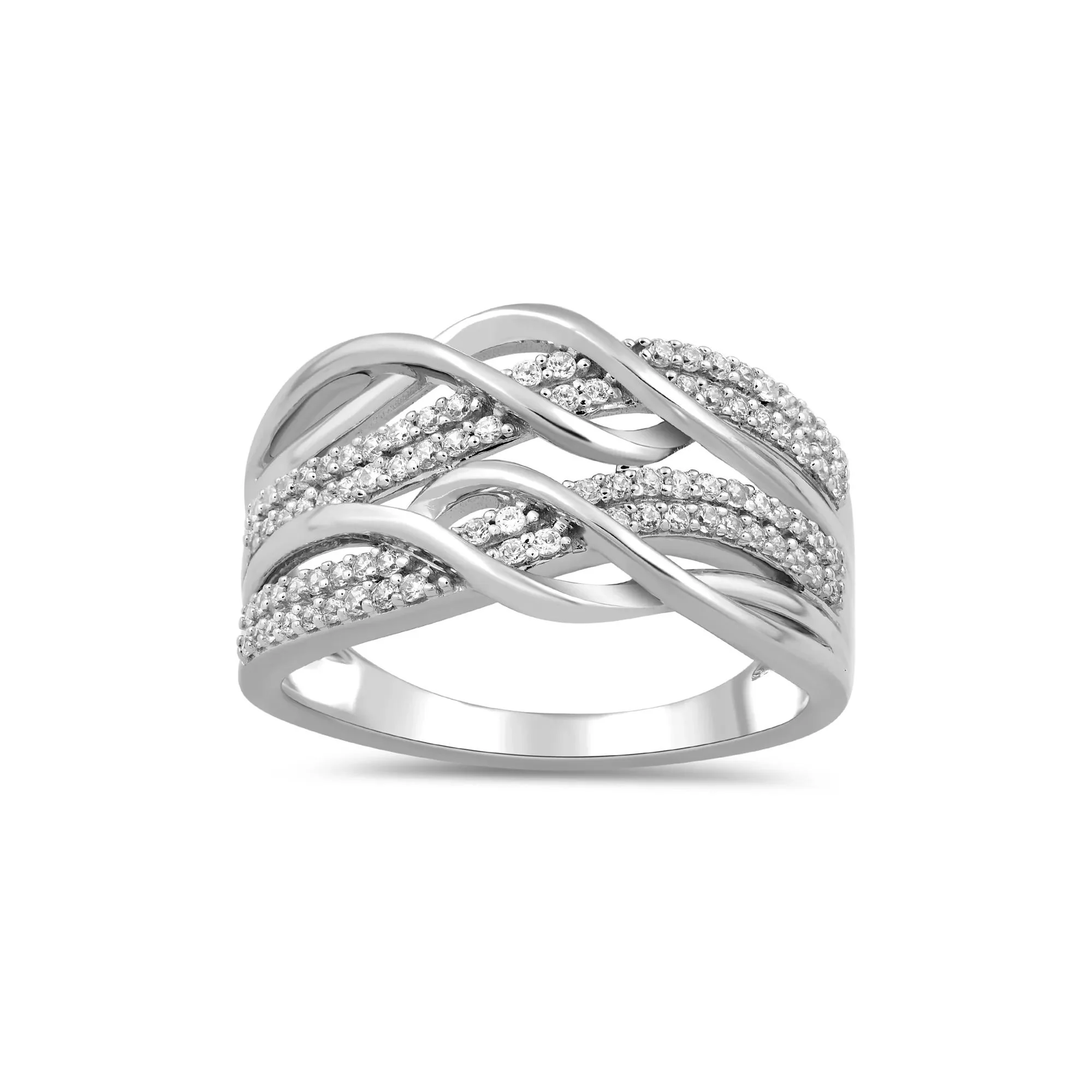 1/3 CT. Tw. Diamond Two-Row Wrap Ring .925 Sterling Silver White Size 6 - Image 4
