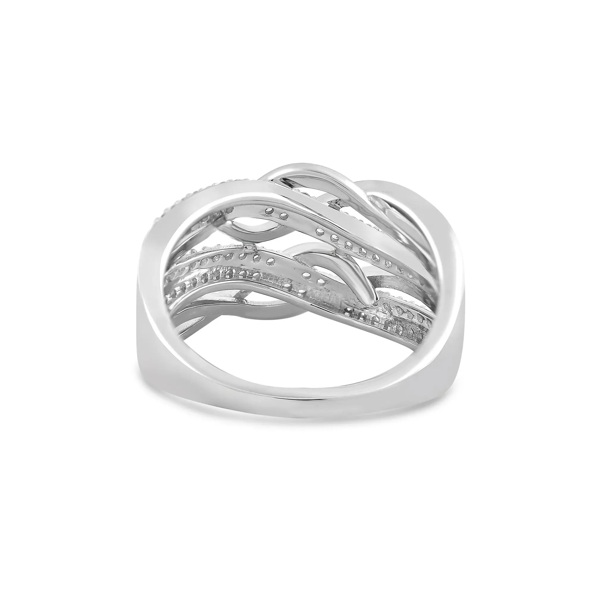 1/3 CT. Tw. Diamond Two-Row Wrap Ring .925 Sterling Silver White Size 6 - Image 5