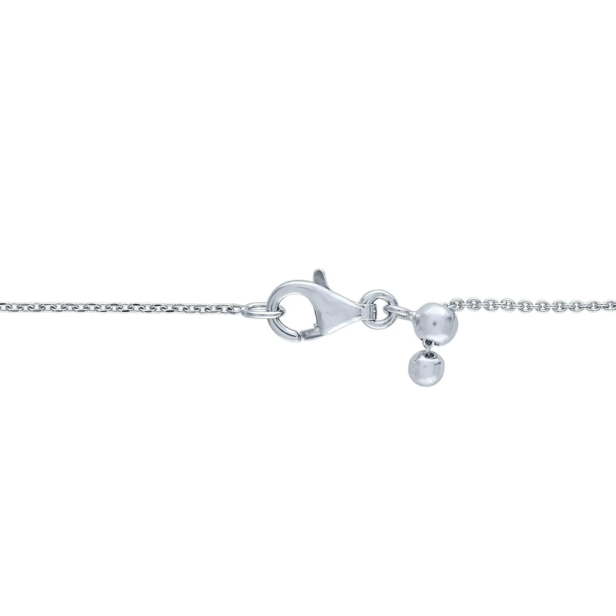 Diamond Accent Gothic Script B Initial Pendant Necklace .925 Sterling Silver White Size 18" - Image 3
