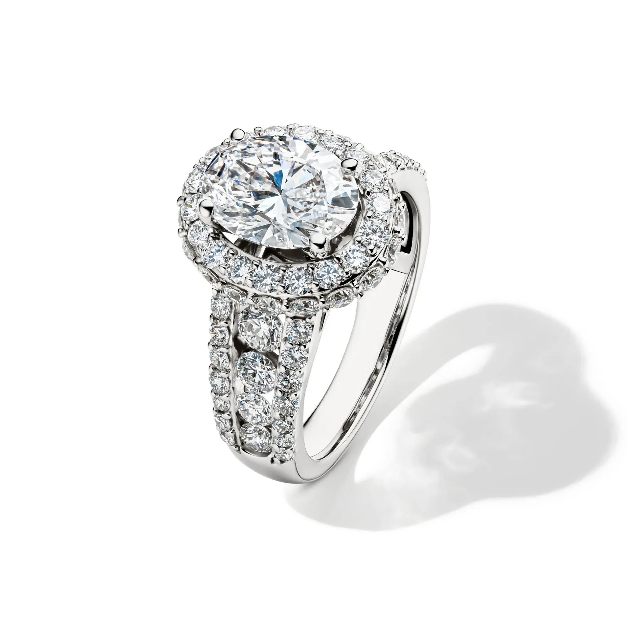 4 CT. Tw. Lab Grown Diamond Oval Engagement Ring 14K White Gold Size 9 - Image 4