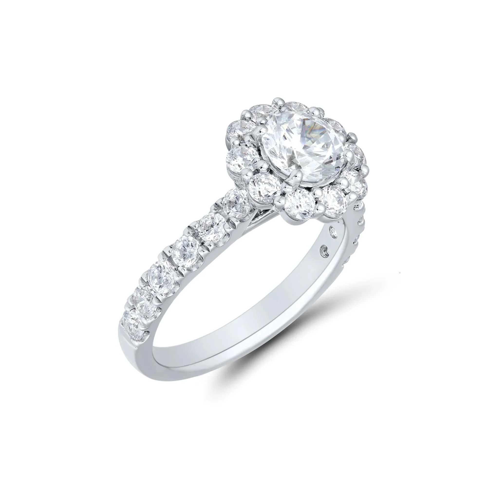 3 CT. Tw. Lab Grown Diamond Round Halo Bridal Set 14K White Gold Ring Round Brilliant Cut Size 7 1mm - Image 5