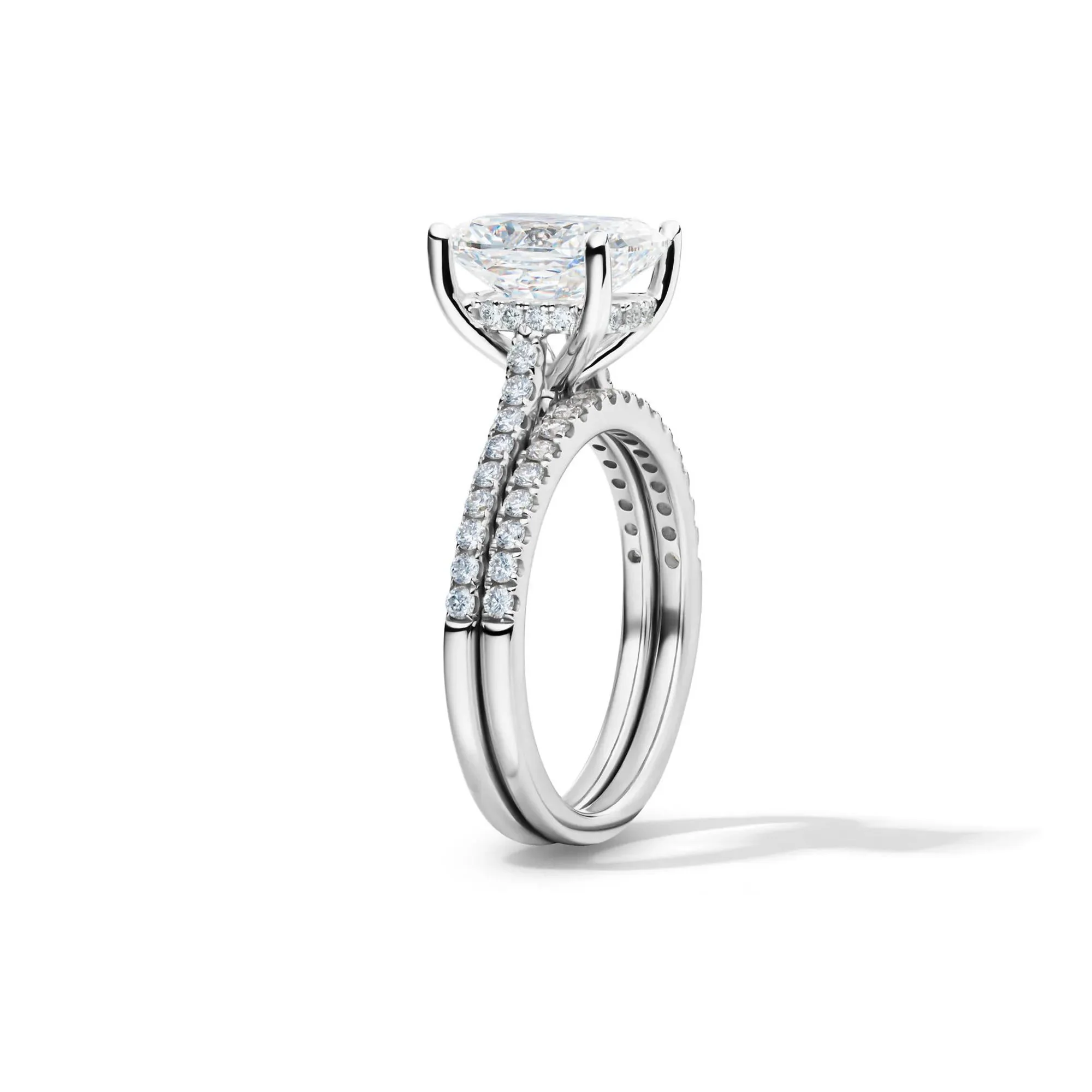 Lab Grown Diamond Wedding Set 14K White Gold (3 ½ CT. Tw.) Ring Size 7 - Image 3