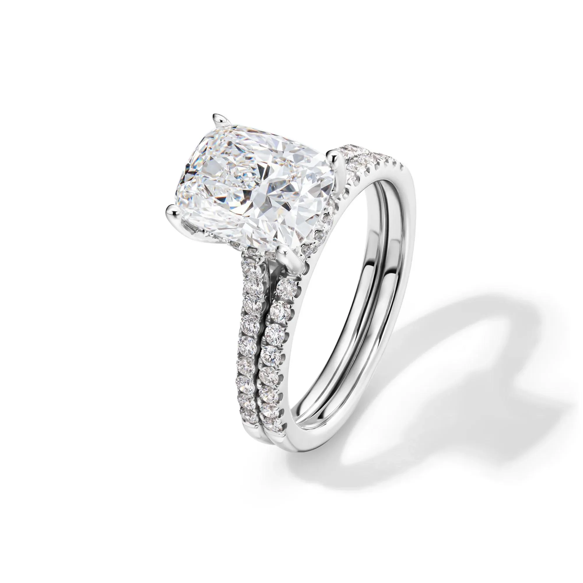 Lab Grown Diamond Wedding Set 14K White Gold (3 ½ CT. Tw.) Ring Size 7.5 - Image 5