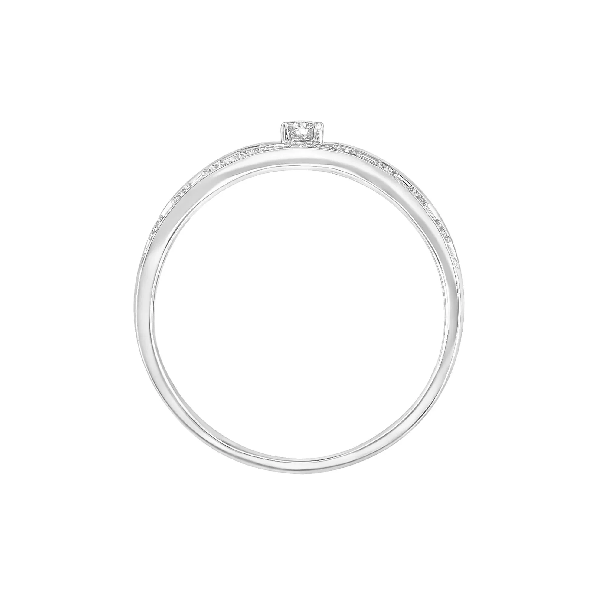 1/10 CT. Tw. Diamond Two-Row Stack Band Ring 10K White Gold Round Brilliant Cut Size 7.5 4mm - Image 2